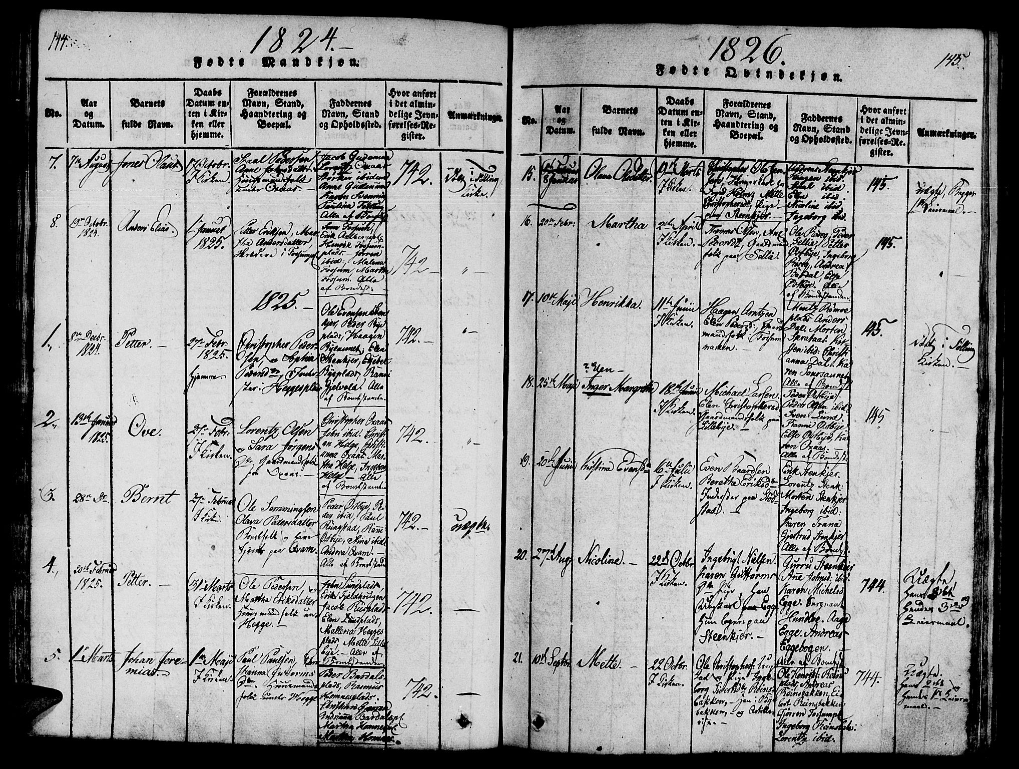 Ministerialprotokoller, klokkerbøker og fødselsregistre - Nord-Trøndelag, AV/SAT-A-1458/746/L0441: Parish register (official) no. 746A03 /3, 1816-1827, p. 144-145