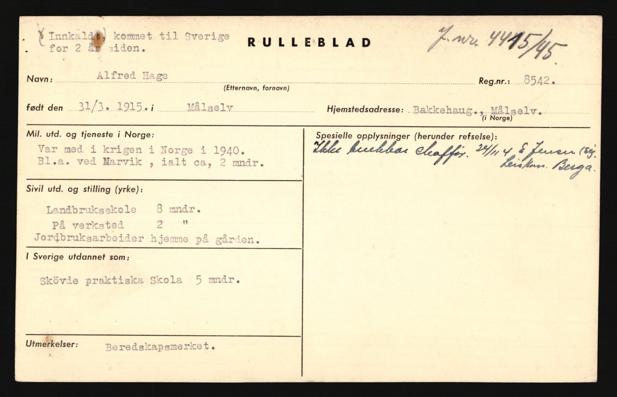 Forsvaret, Troms infanteriregiment nr. 16, AV/RA-RAFA-3146/P/Pa/L0020: Rulleblad for regimentets menige mannskaper, årsklasse 1936, 1936, p. 299