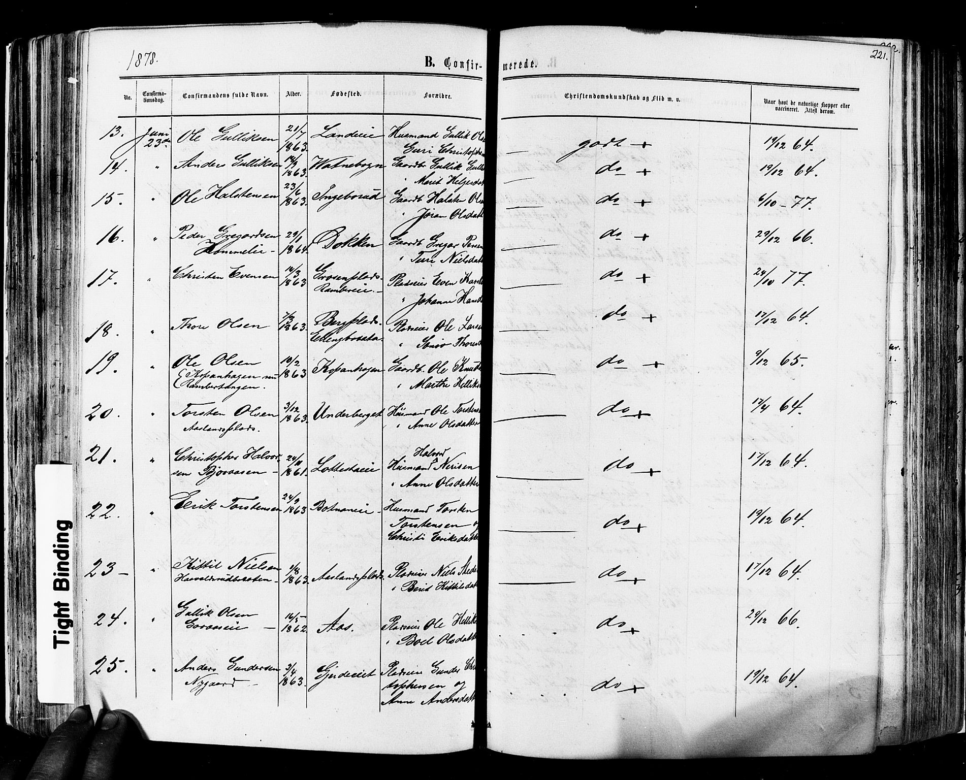 Flesberg kirkebøker, AV/SAKO-A-18/F/Fa/L0007: Parish register (official) no. I 7, 1861-1878, p. 221