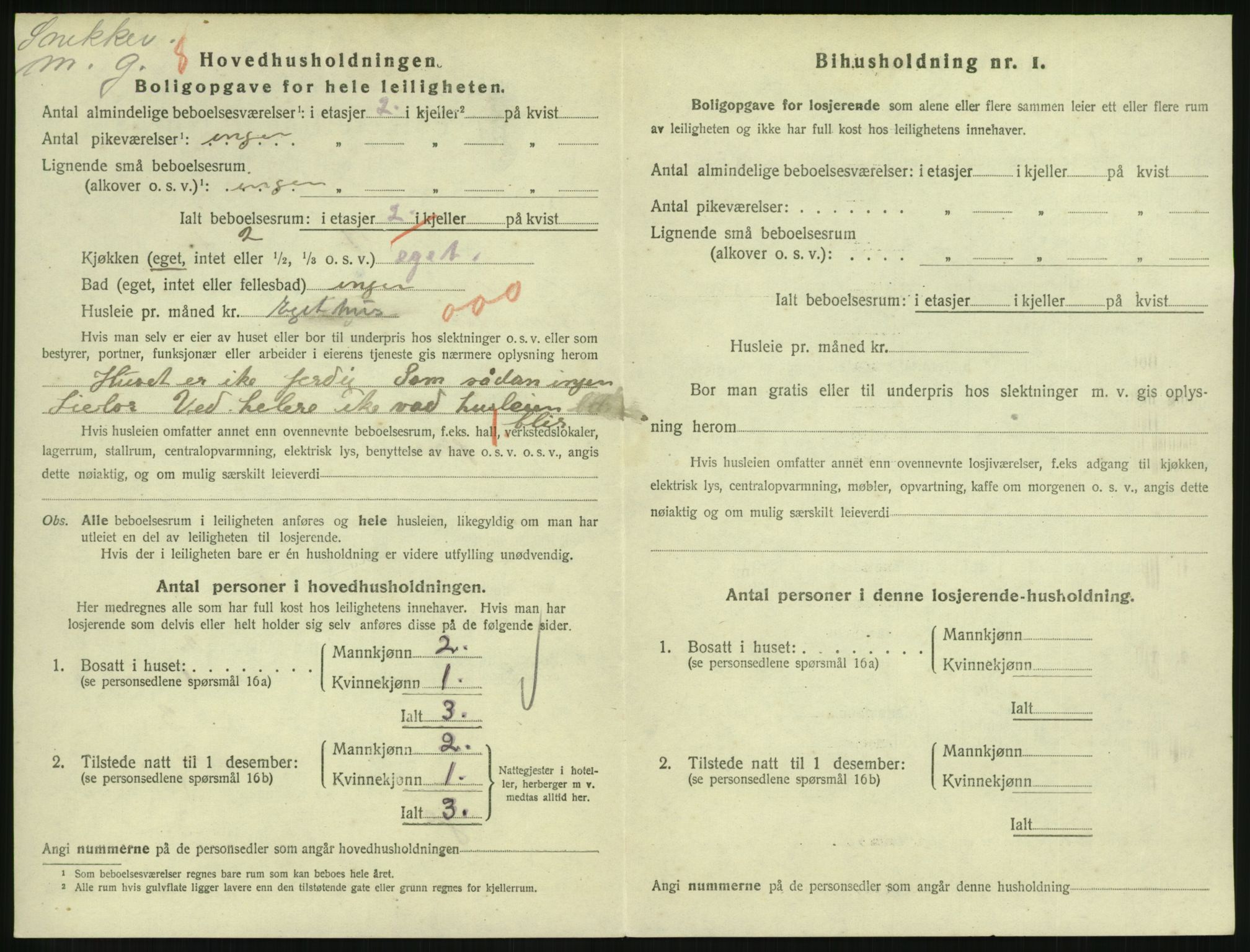 SAH, 1920 census for Lillehammer, 1920, p. 3407