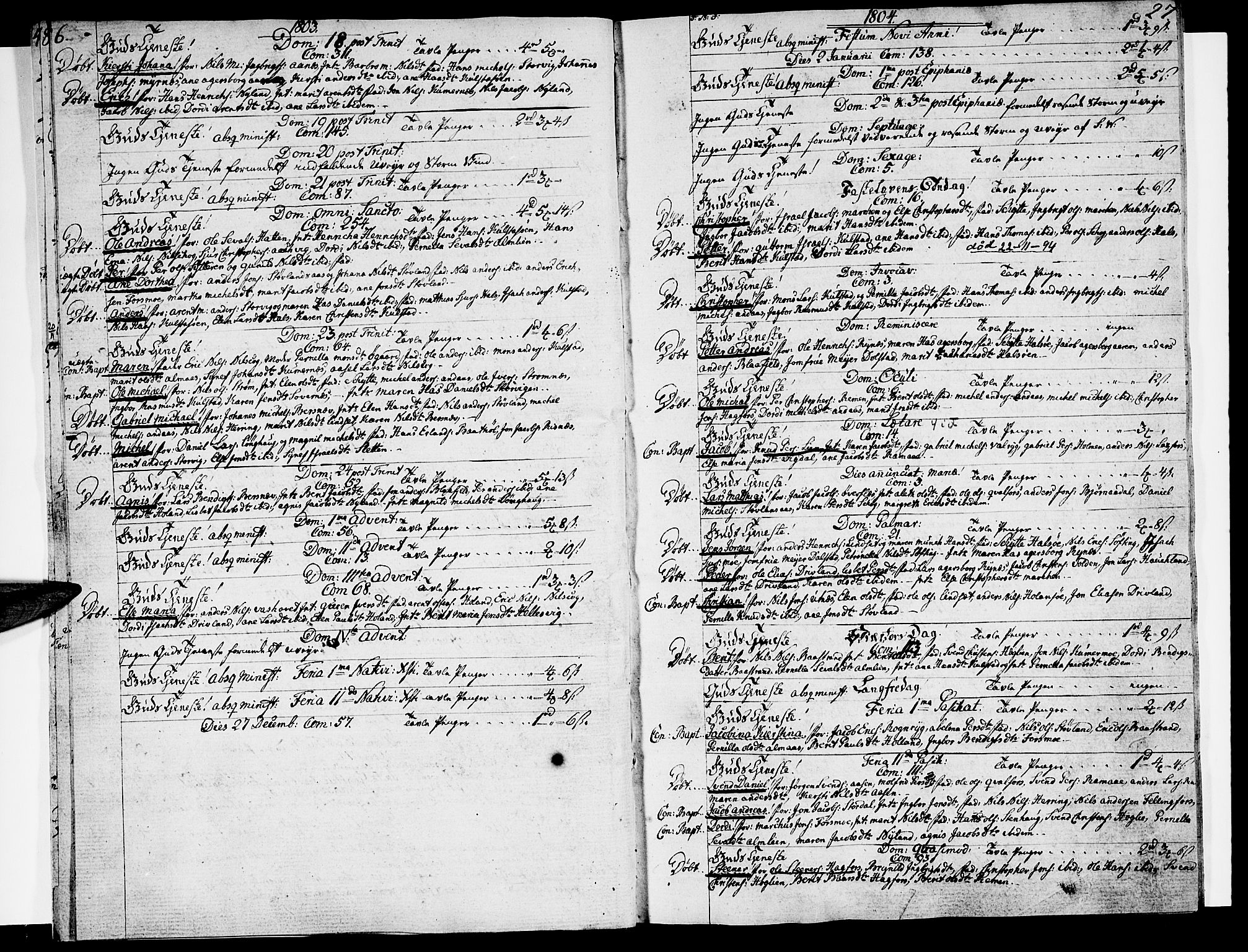Ministerialprotokoller, klokkerbøker og fødselsregistre - Nordland, SAT/A-1459/820/L0287: Parish register (official) no. 820A08, 1800-1819, p. 26-27