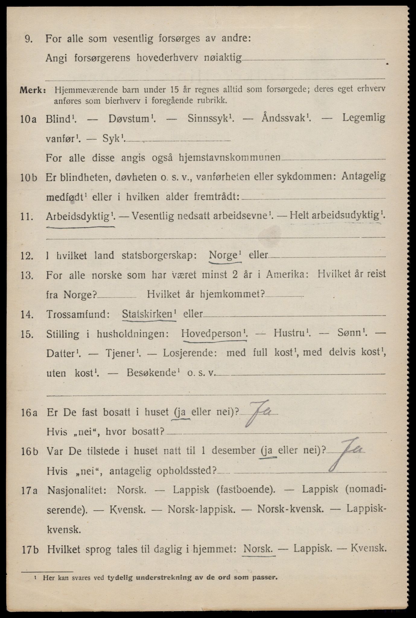 SAT, 1920 census for Fauske, 1920, p. 9767