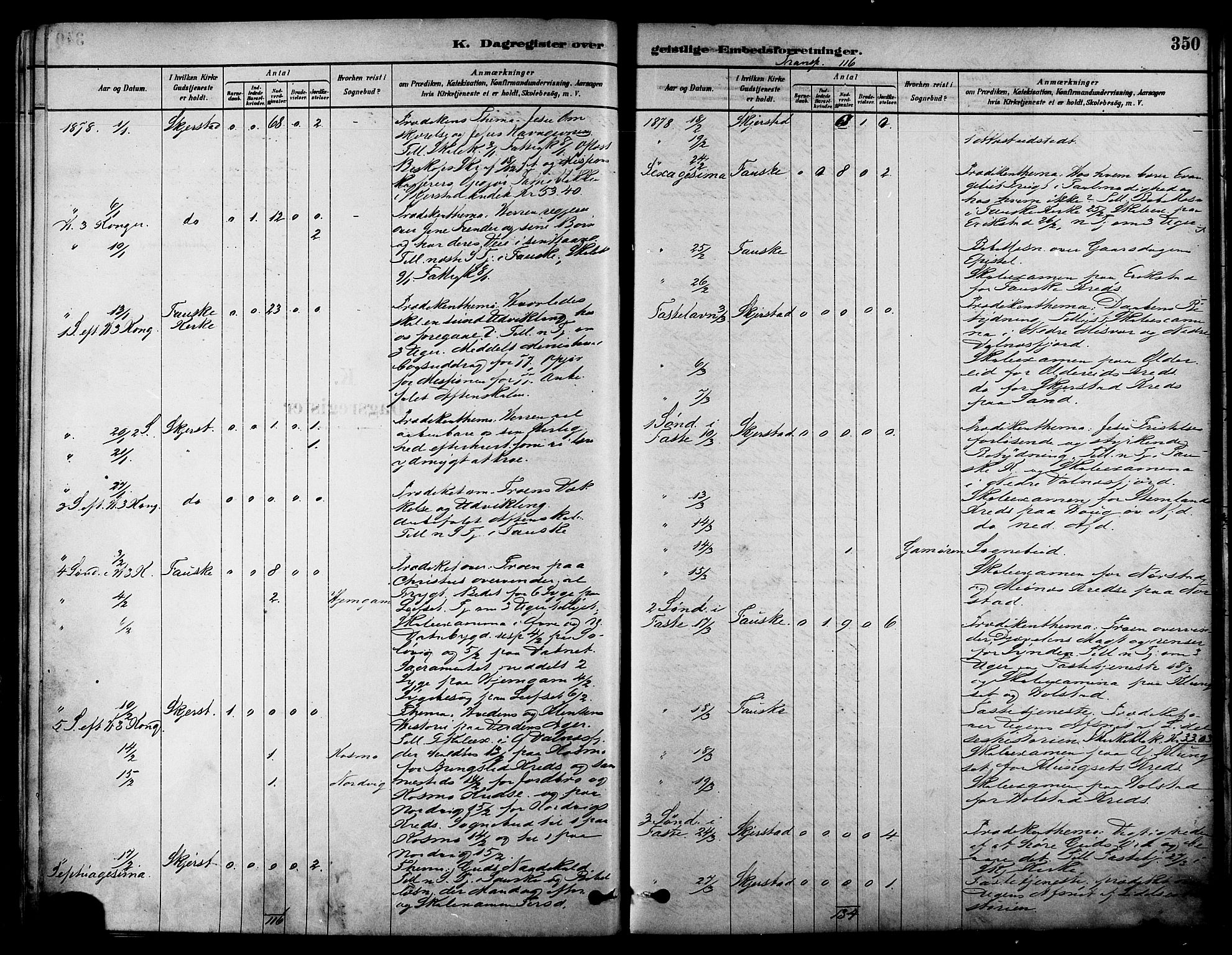 Ministerialprotokoller, klokkerbøker og fødselsregistre - Nordland, SAT/A-1459/852/L0740: Parish register (official) no. 852A10, 1878-1894, p. 350