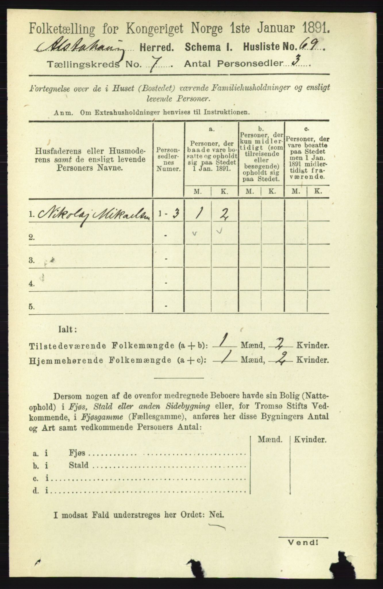 RA, 1891 census for 1820 Alstahaug, 1891, p. 2474