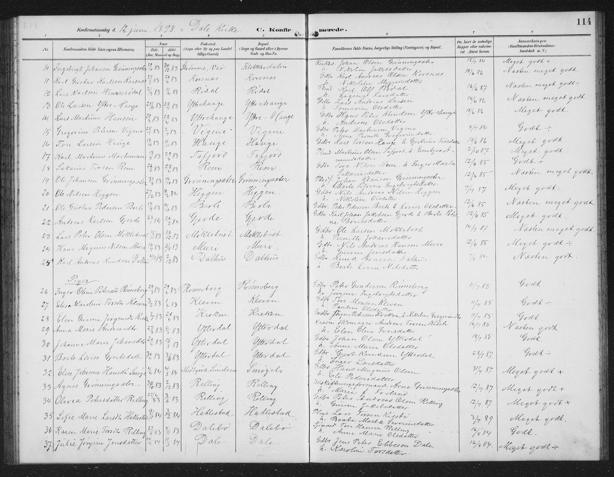 Ministerialprotokoller, klokkerbøker og fødselsregistre - Møre og Romsdal, AV/SAT-A-1454/519/L0264: Parish register (copy) no. 519C05, 1892-1910, p. 114