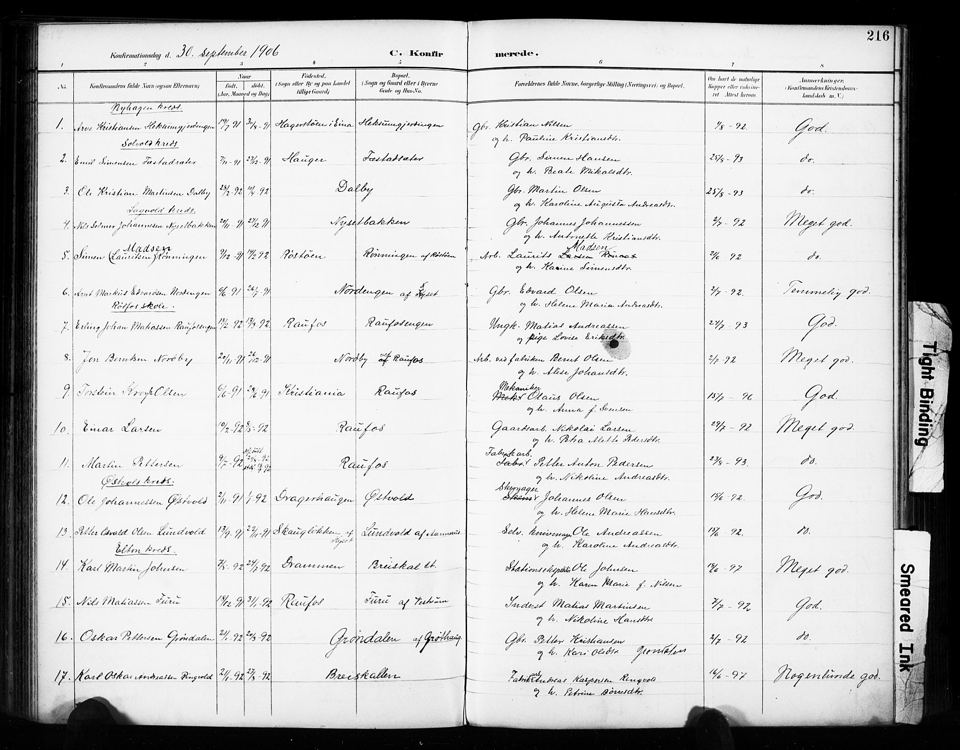 Vestre Toten prestekontor, SAH/PREST-108/H/Ha/Haa/L0011: Parish register (official) no. 11, 1895-1906, p. 216