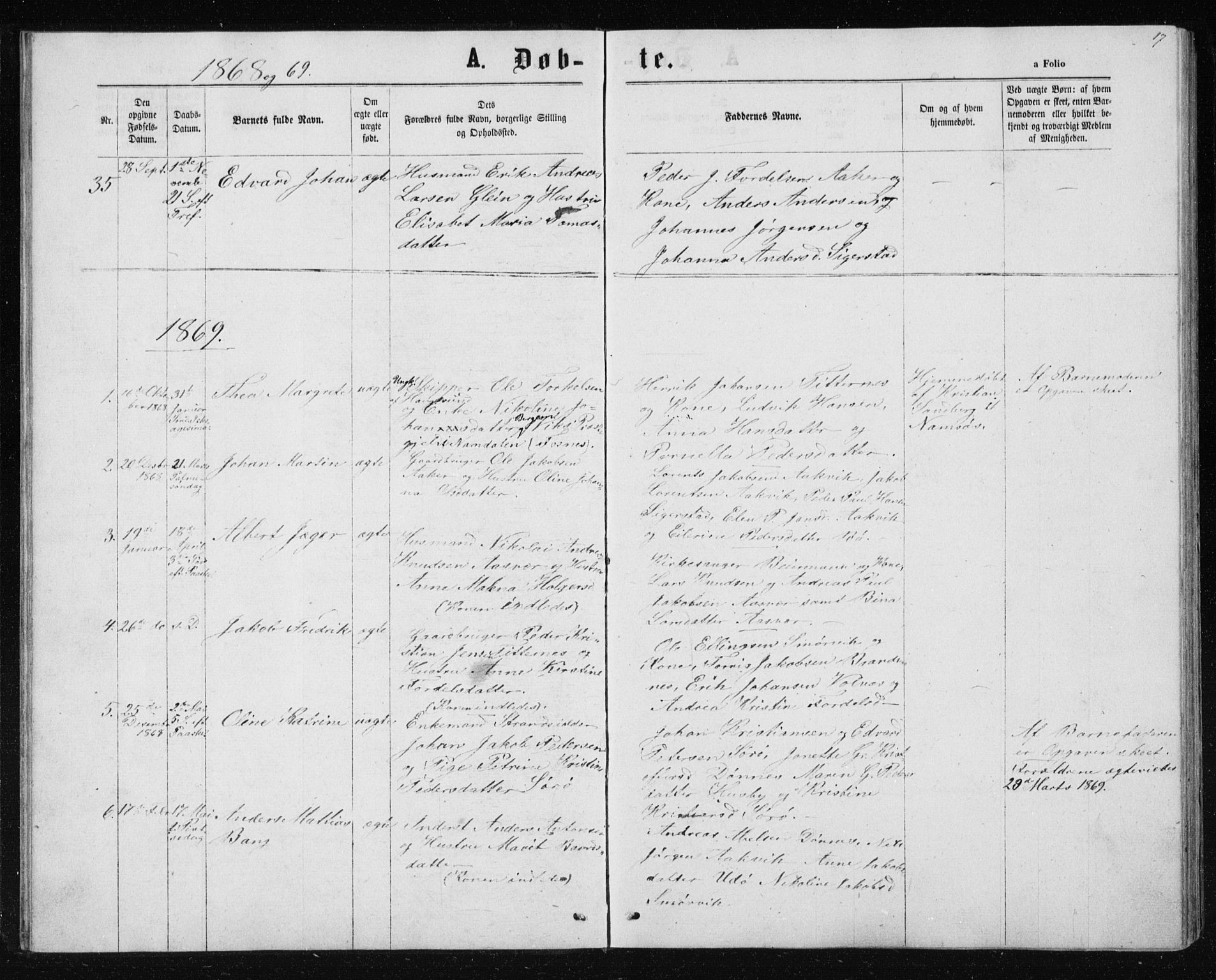 Ministerialprotokoller, klokkerbøker og fødselsregistre - Nordland, AV/SAT-A-1459/835/L0531: Parish register (copy) no. 835C03, 1865-1877, p. 17