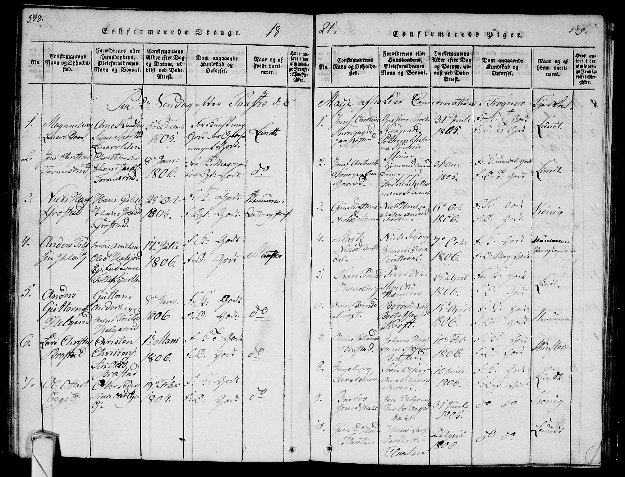 Lier kirkebøker, AV/SAKO-A-230/G/Ga/L0001: Parish register (copy) no. I 1, 1813-1824, p. 538-539