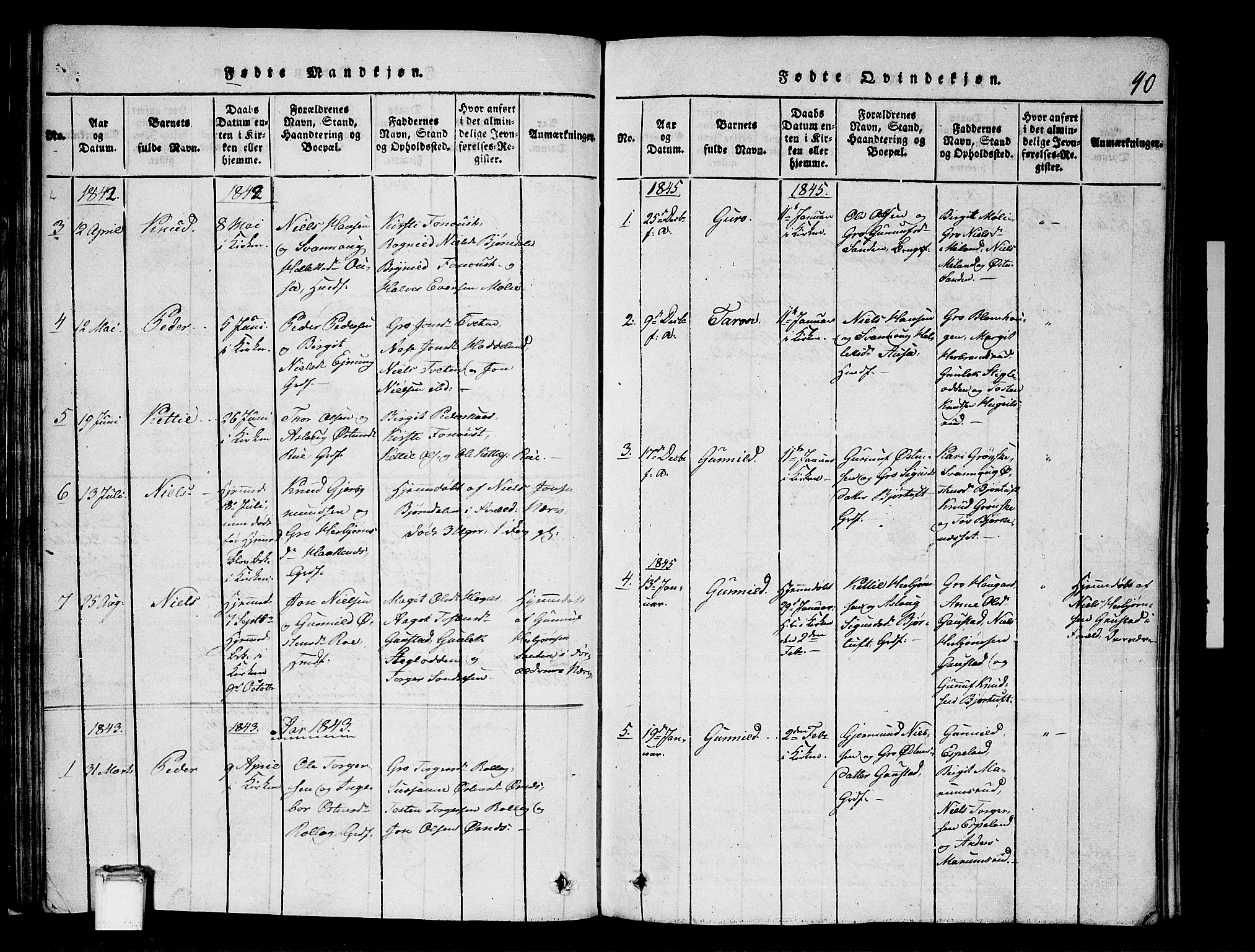 Tinn kirkebøker, SAKO/A-308/G/Gb/L0001: Parish register (copy) no. II 1 /1, 1815-1850, p. 40