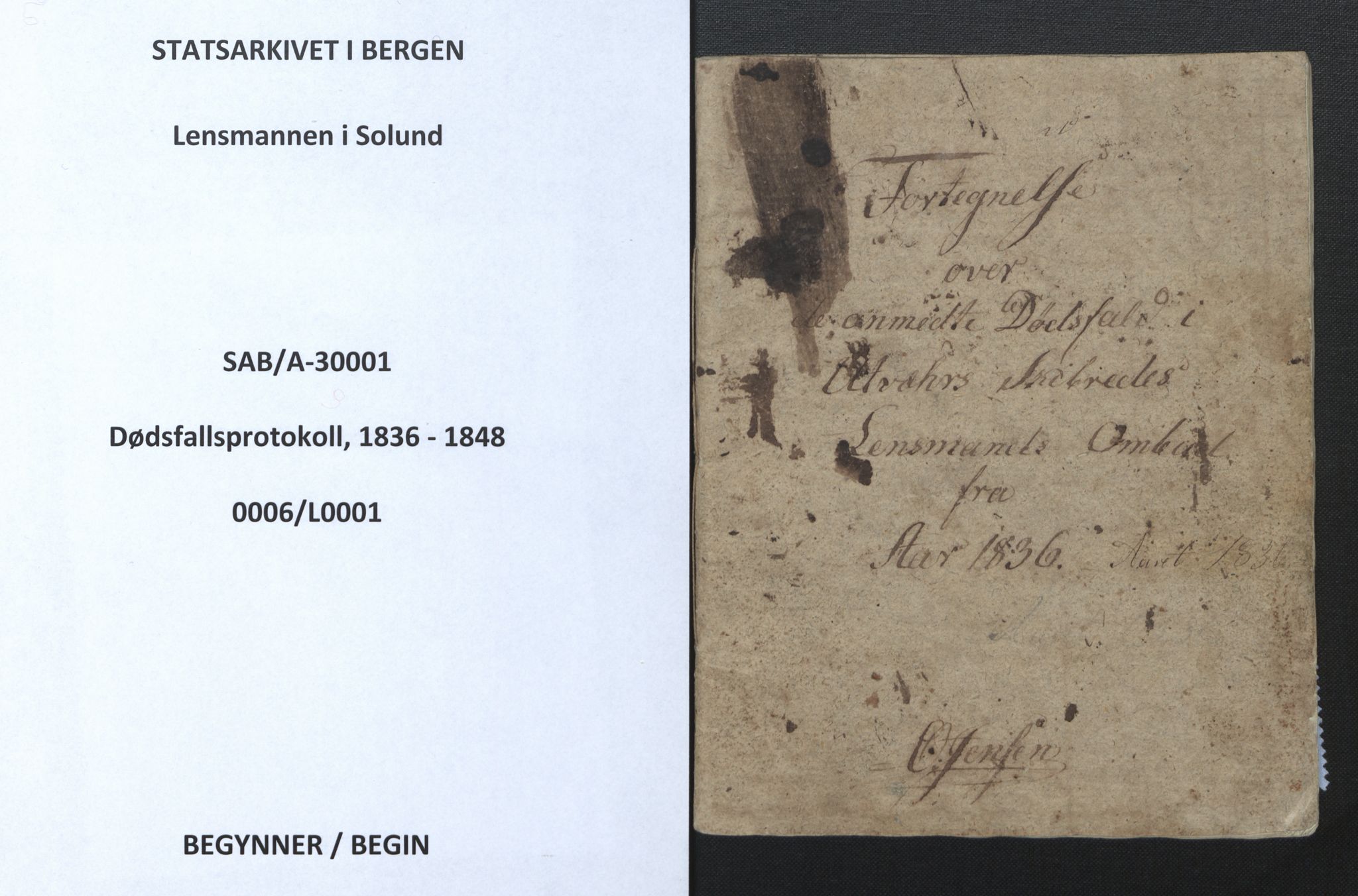 Lensmannen i Solund, SAB/A-30001/0006/L0001: Dødsfallprotokoll, 1836-1848