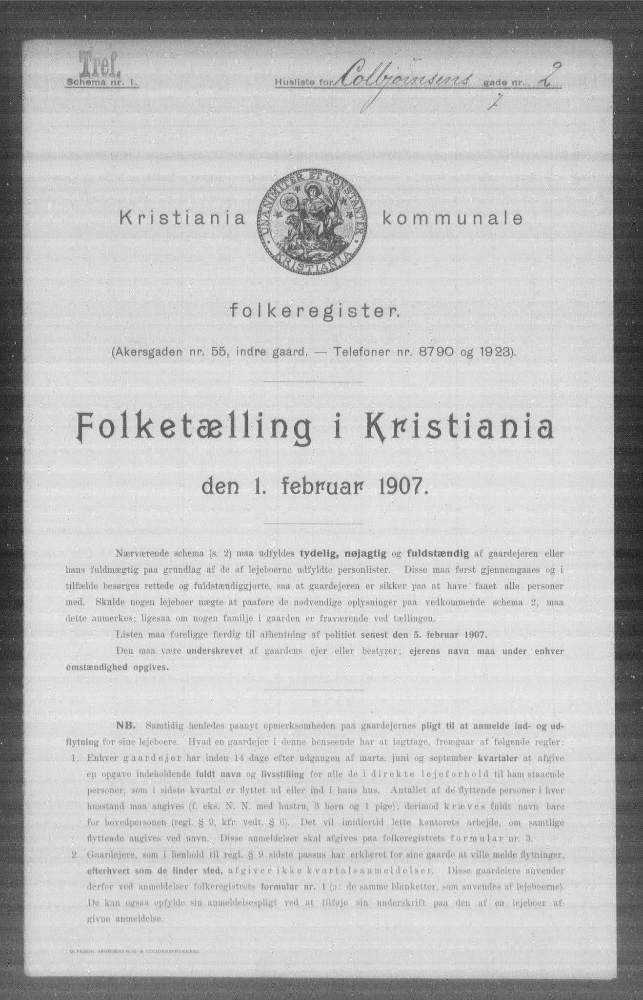 OBA, Municipal Census 1907 for Kristiania, 1907, p. 6530