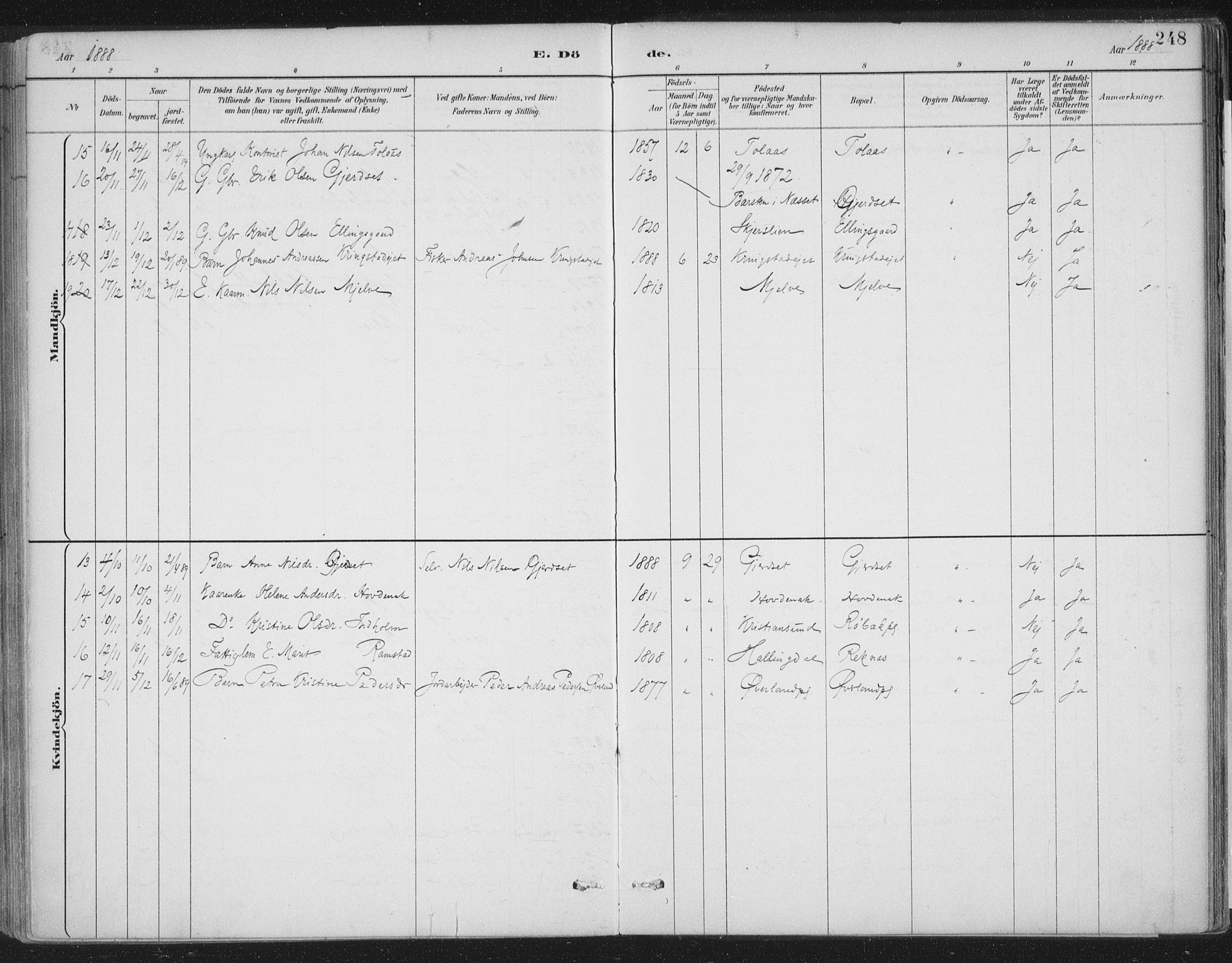 Ministerialprotokoller, klokkerbøker og fødselsregistre - Møre og Romsdal, AV/SAT-A-1454/555/L0658: Parish register (official) no. 555A09, 1887-1917, p. 248