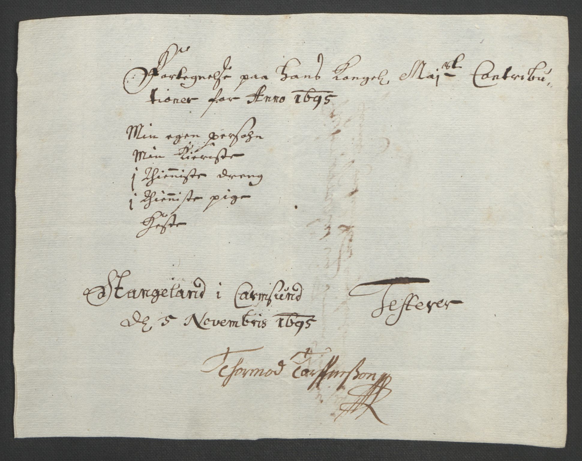 Rentekammeret inntil 1814, Reviderte regnskaper, Fogderegnskap, AV/RA-EA-4092/R47/L2857: Fogderegnskap Ryfylke, 1694-1696, p. 171