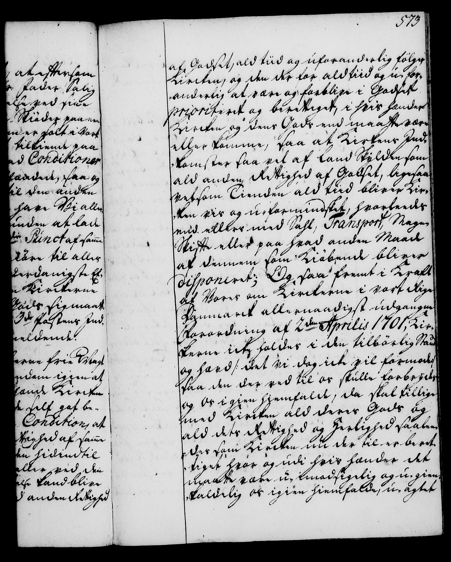Rentekammeret, Kammerkanselliet, RA/EA-3111/G/Gg/Gga/L0003: Norsk ekspedisjonsprotokoll med register (merket RK 53.3), 1727-1734, p. 573