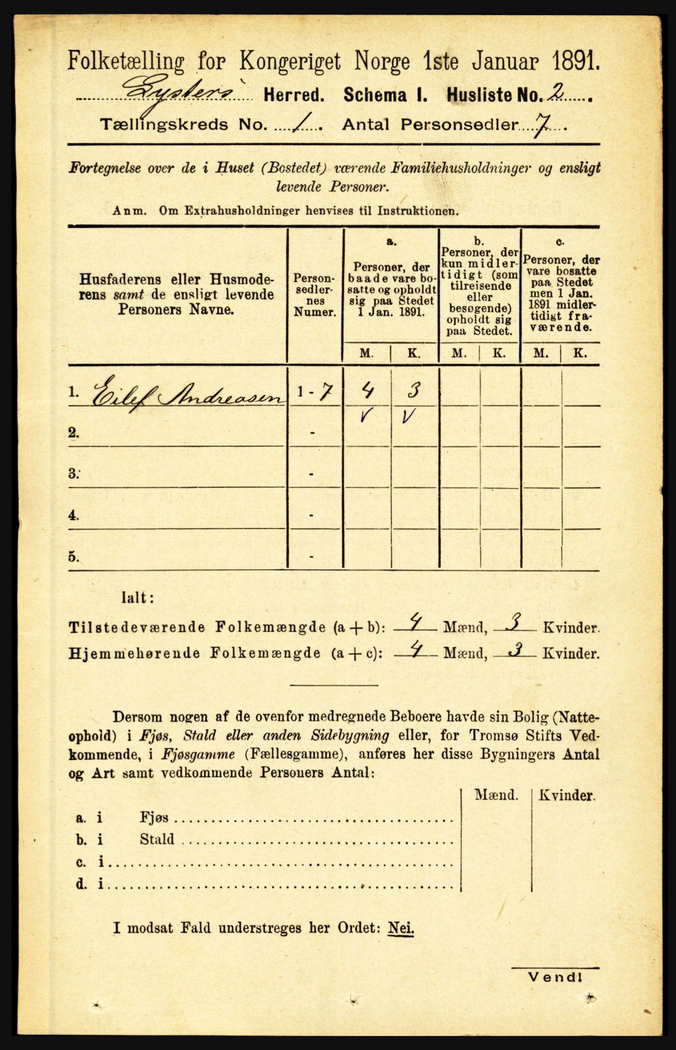 RA, 1891 census for 1426 Luster, 1891, p. 33