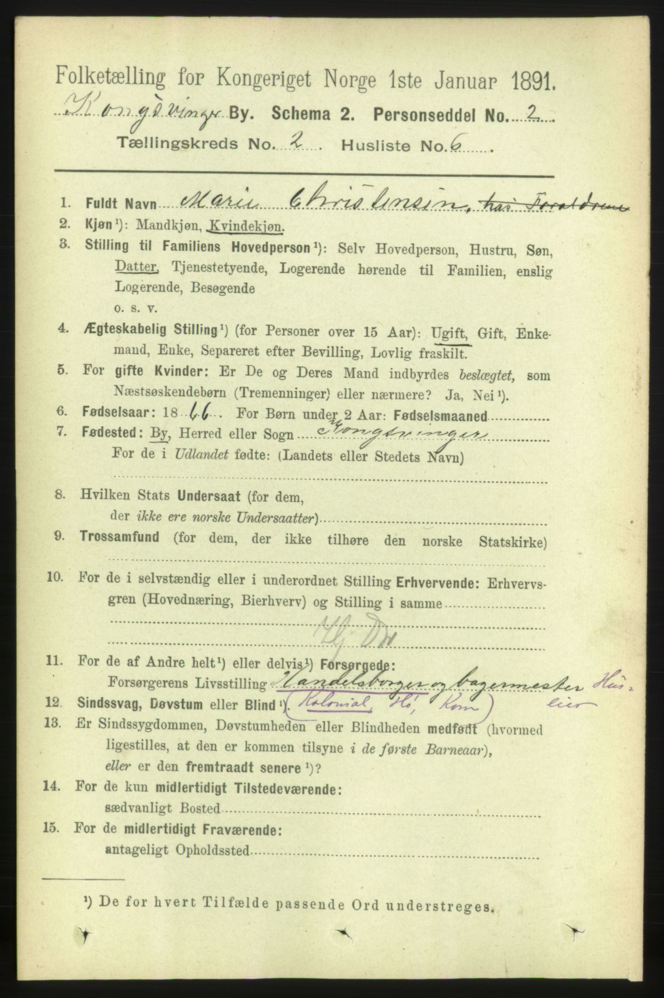 RA, 1891 census for 0402 Kongsvinger, 1891, p. 828