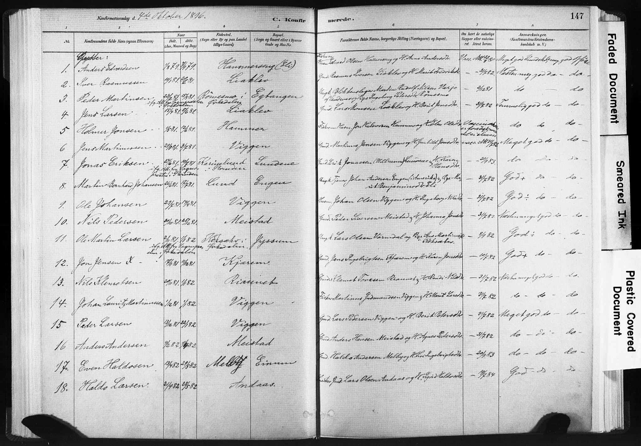 Ministerialprotokoller, klokkerbøker og fødselsregistre - Sør-Trøndelag, SAT/A-1456/665/L0773: Parish register (official) no. 665A08, 1879-1905, p. 147