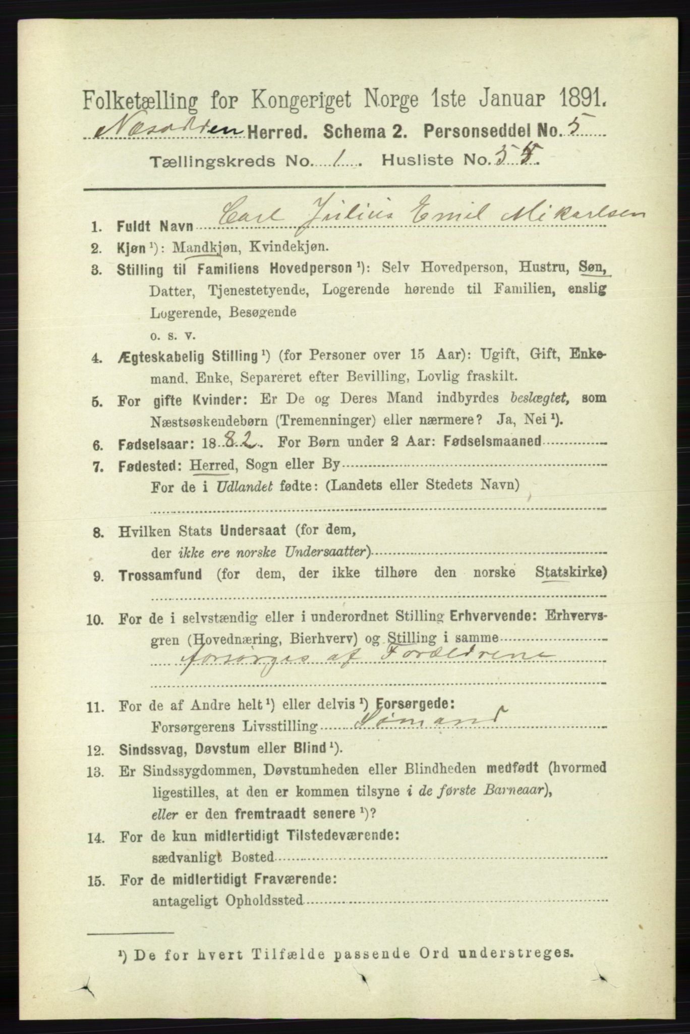 RA, 1891 census for 0216 Nesodden, 1891, p. 358