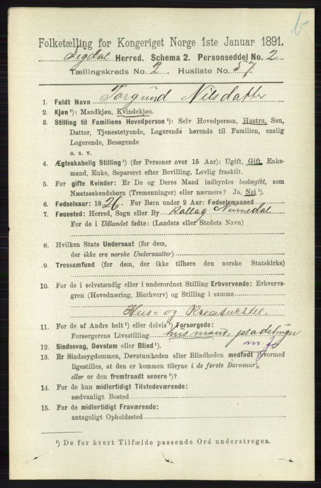 RA, 1891 census for 0621 Sigdal, 1891, p. 4235