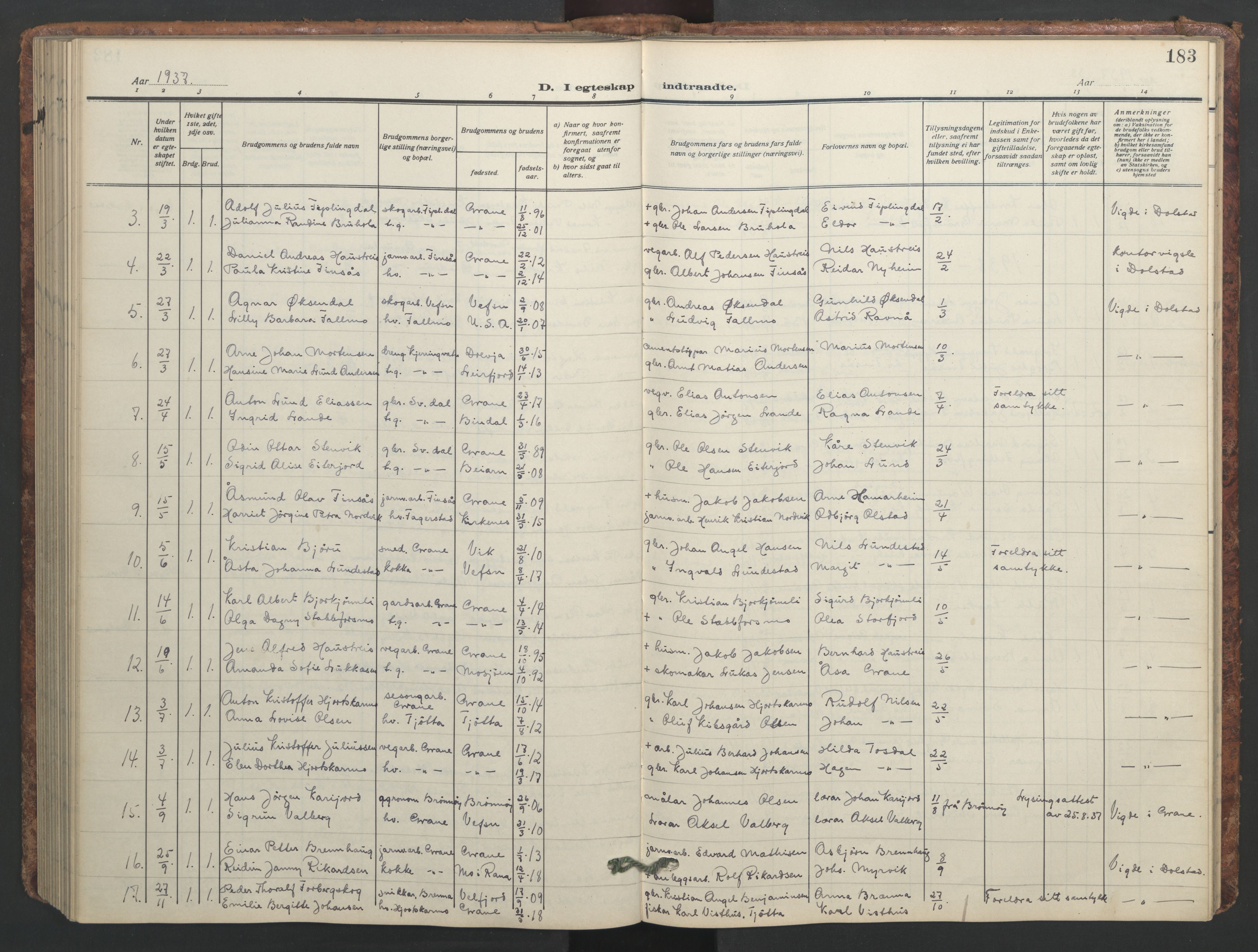 Ministerialprotokoller, klokkerbøker og fødselsregistre - Nordland, SAT/A-1459/824/L0341: Parish register (copy) no. 824C01, 1916-1957, p. 183