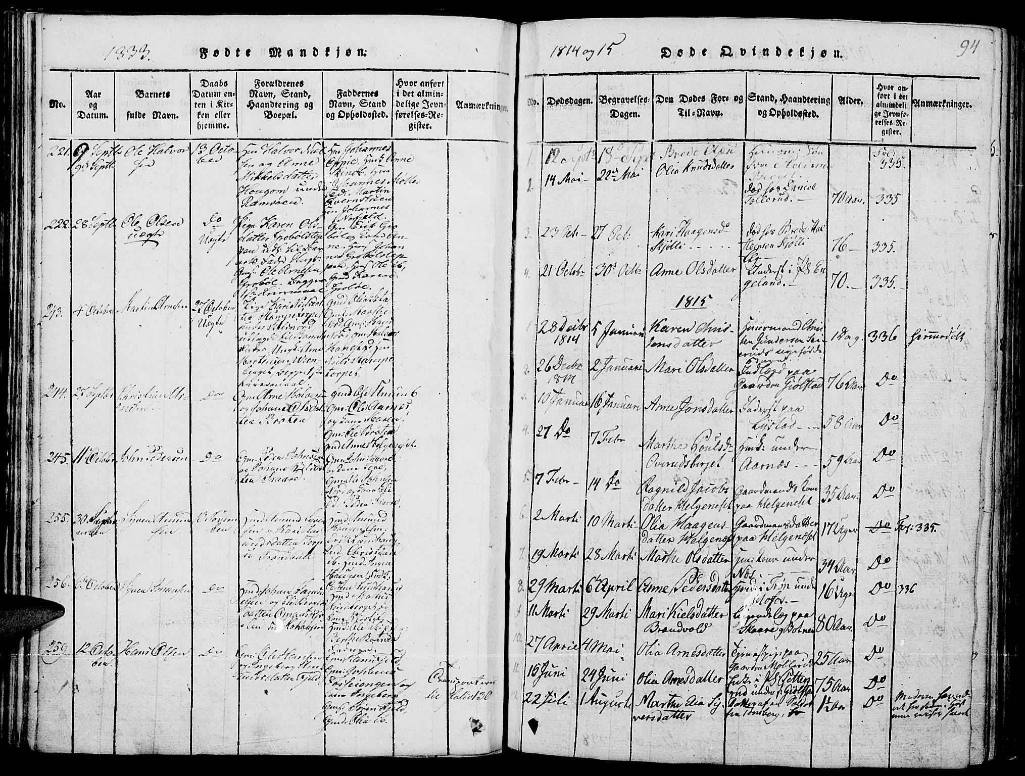 Grue prestekontor, SAH/PREST-036/H/Ha/Hab/L0001: Parish register (copy) no. 1, 1814-1841, p. 94