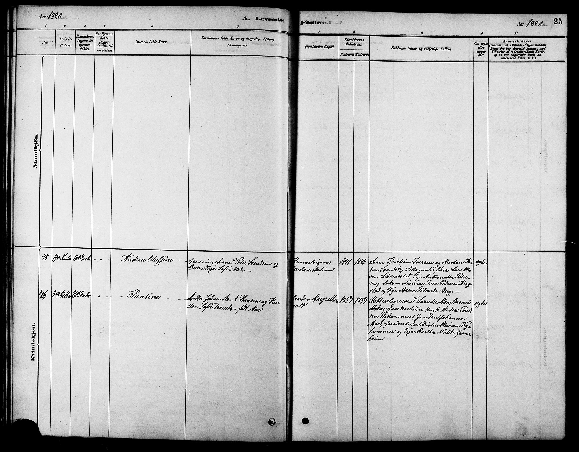 Ministerialprotokoller, klokkerbøker og fødselsregistre - Sør-Trøndelag, SAT/A-1456/616/L0423: Parish register (copy) no. 616C06, 1878-1903, p. 25