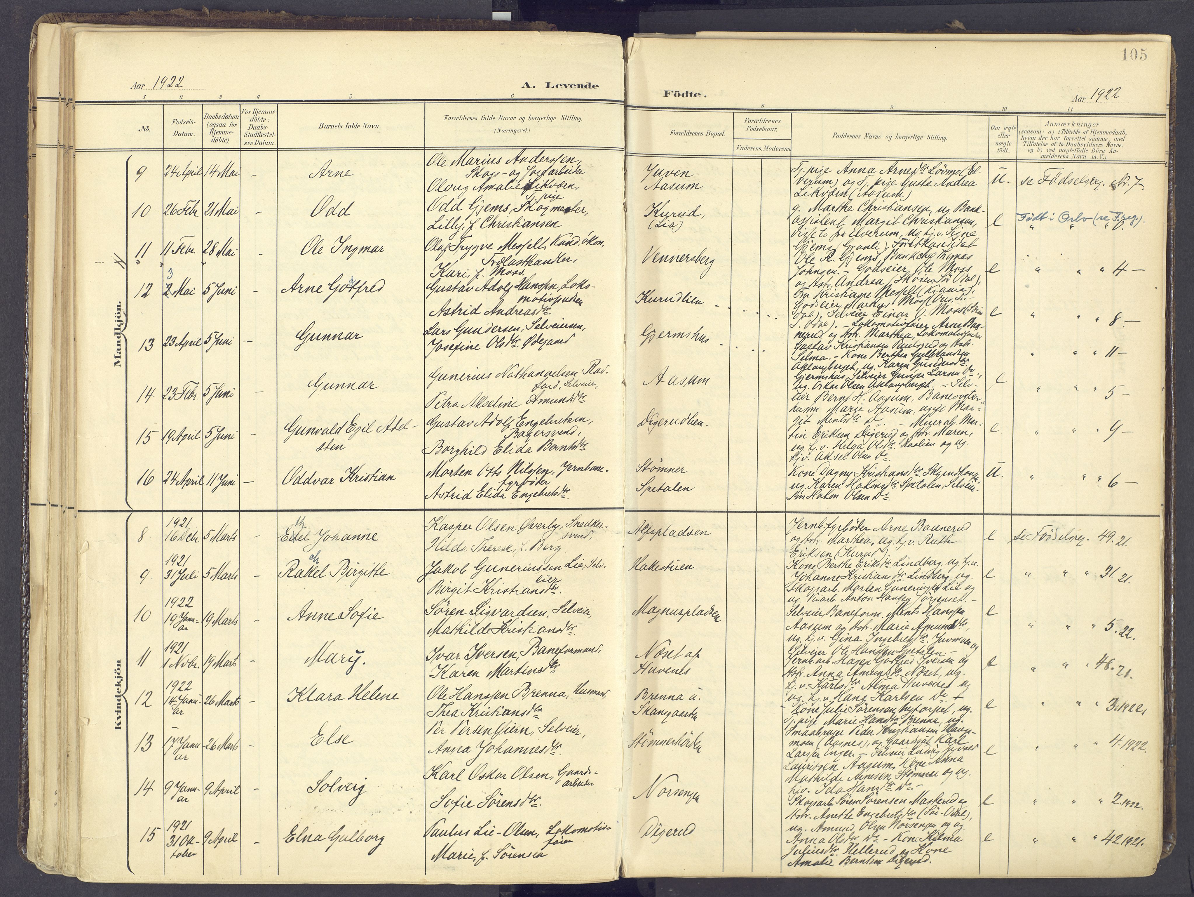 Vinger prestekontor, SAH/PREST-024/H/Ha/Haa/L0017: Parish register (official) no. 17, 1901-1927, p. 105