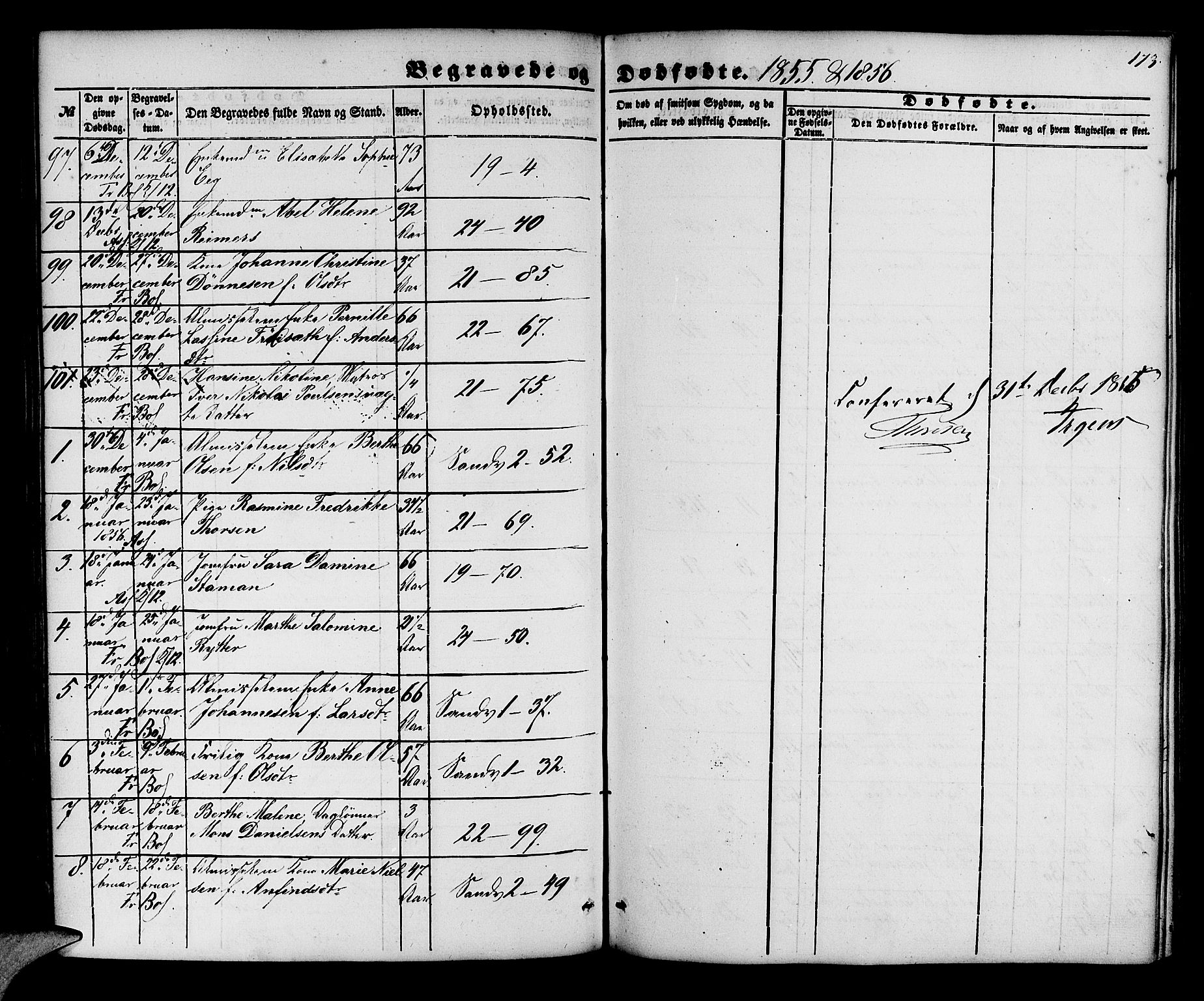 Korskirken sokneprestembete, SAB/A-76101/H/Hab: Parish register (copy) no. E 2, 1851-1871, p. 173