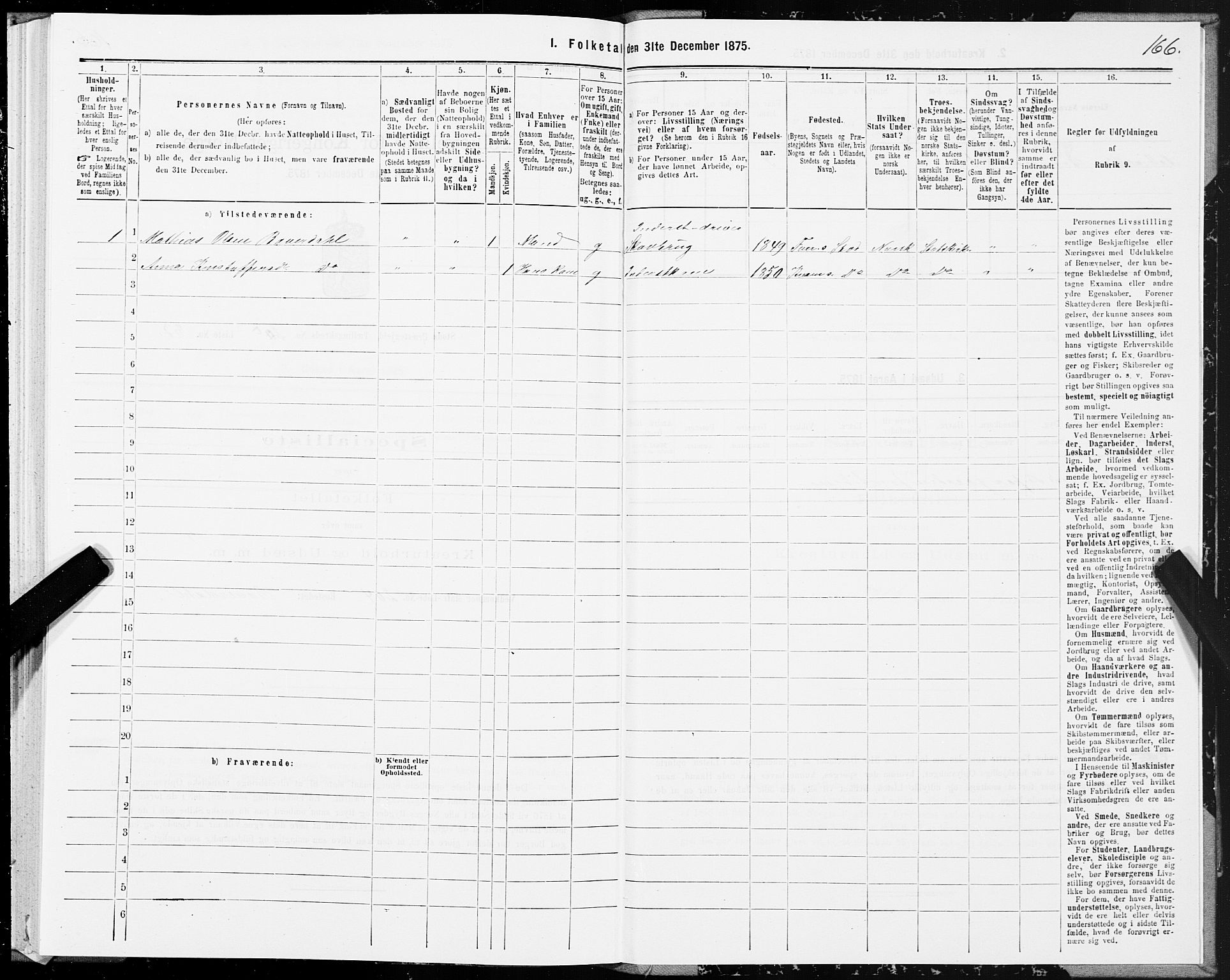 SAT, 1875 census for 1734P Stod, 1875, p. 2166