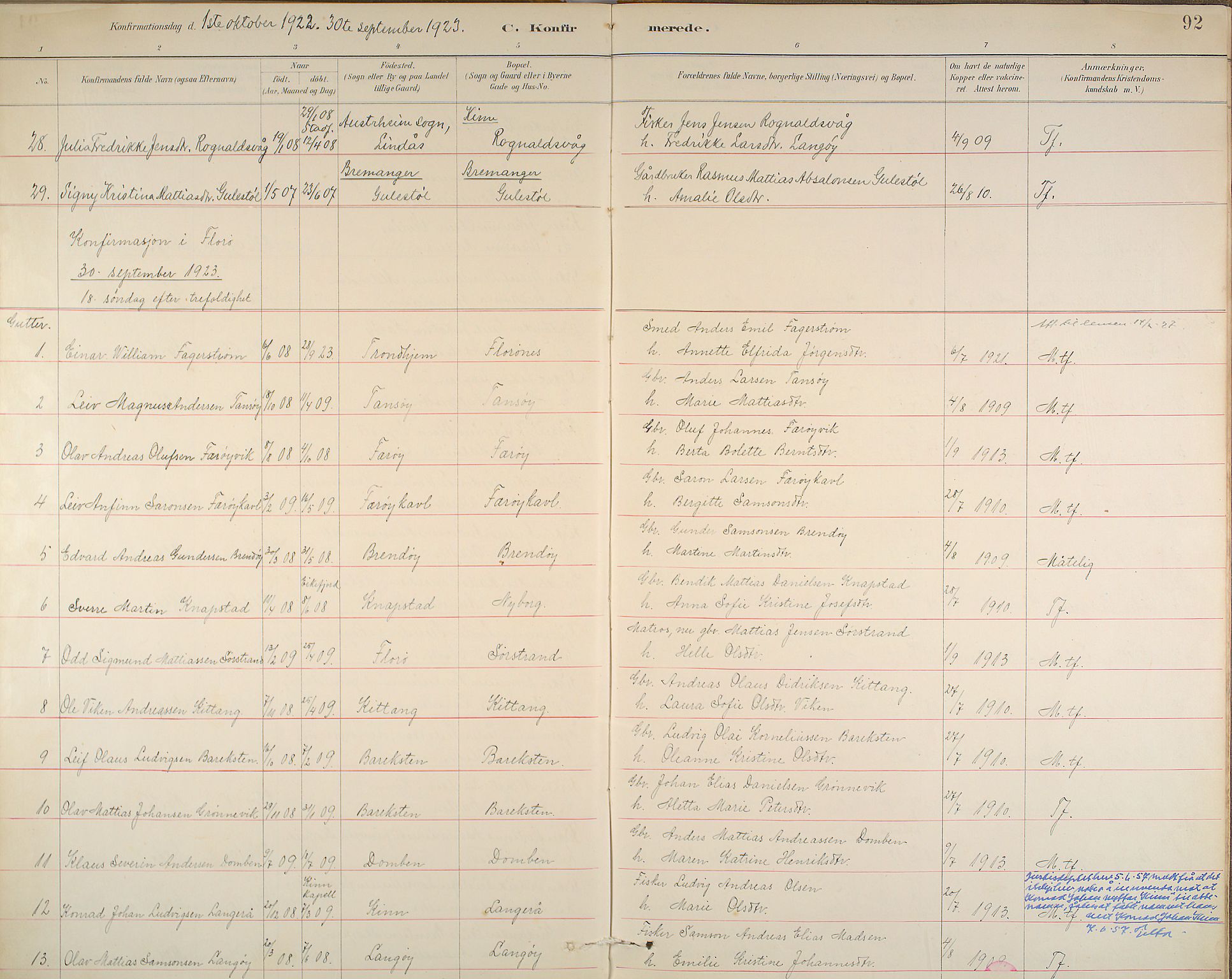 Kinn sokneprestembete, SAB/A-80801/H/Haa/Haab/L0006: Parish register (official) no. B 6, 1883-1925, p. 92