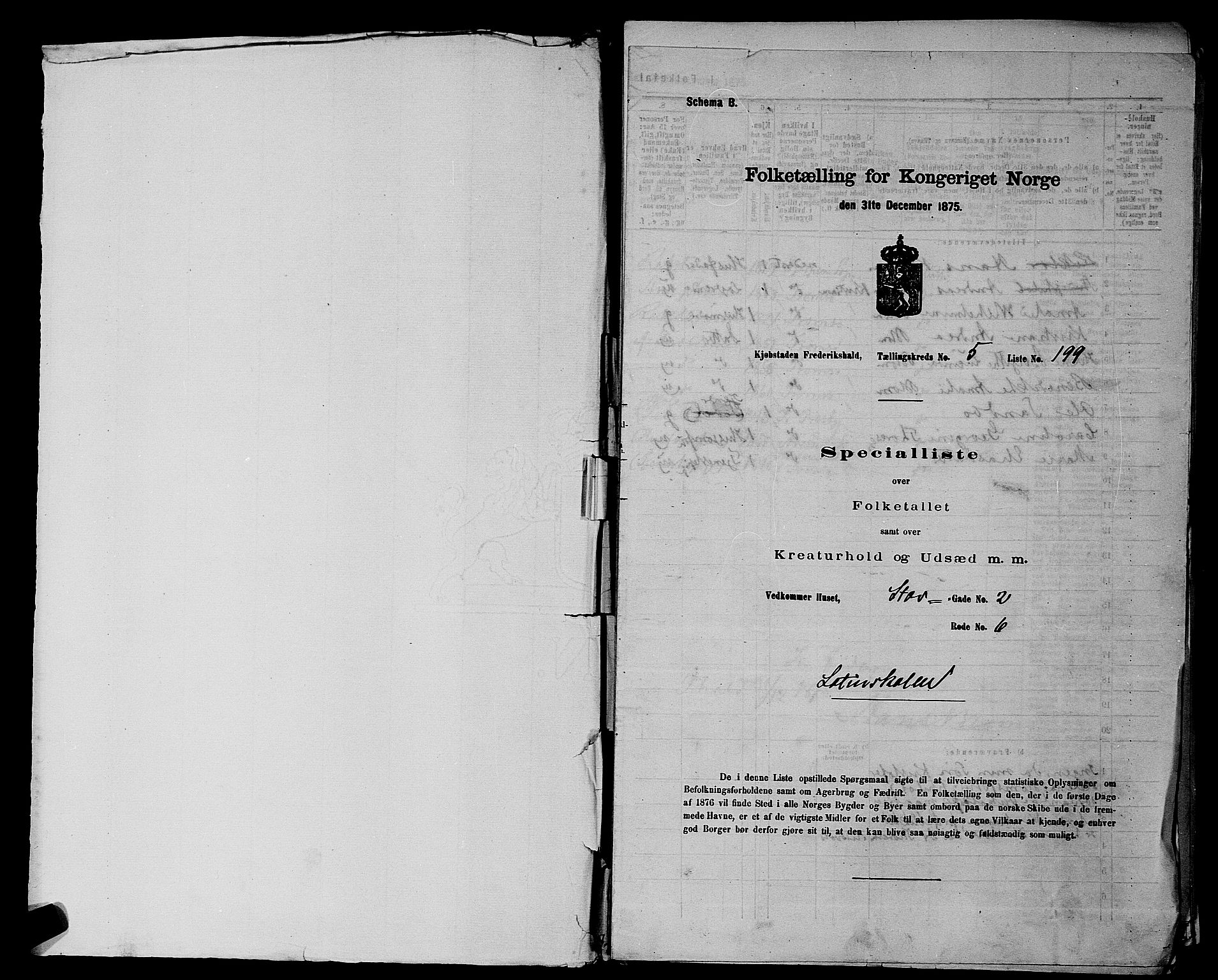 RA, 1875 census for 0101P Fredrikshald, 1875, p. 482