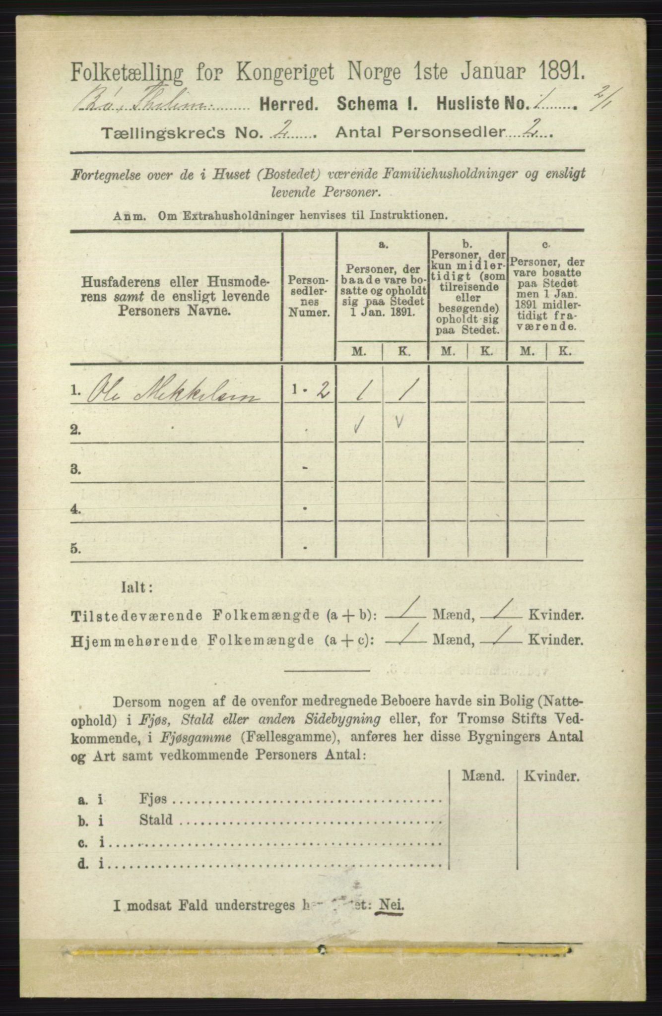 RA, 1891 census for 0821 Bø, 1891, p. 619