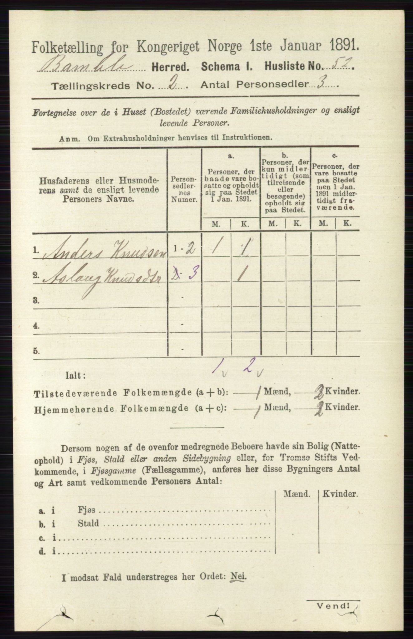 RA, 1891 census for 0814 Bamble, 1891, p. 993