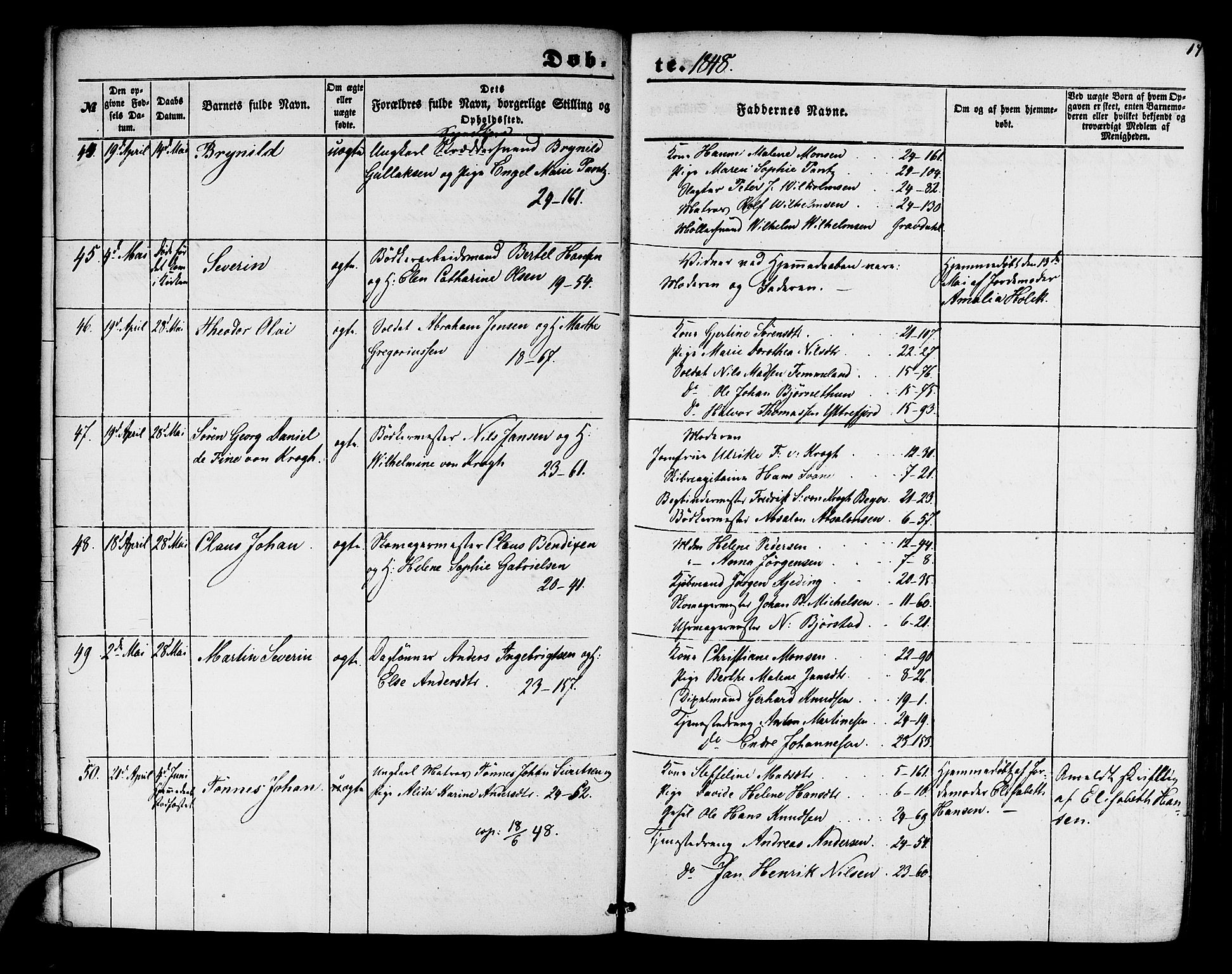 Korskirken sokneprestembete, AV/SAB-A-76101/H/Hab: Parish register (copy) no. B 2, 1847-1853, p. 14