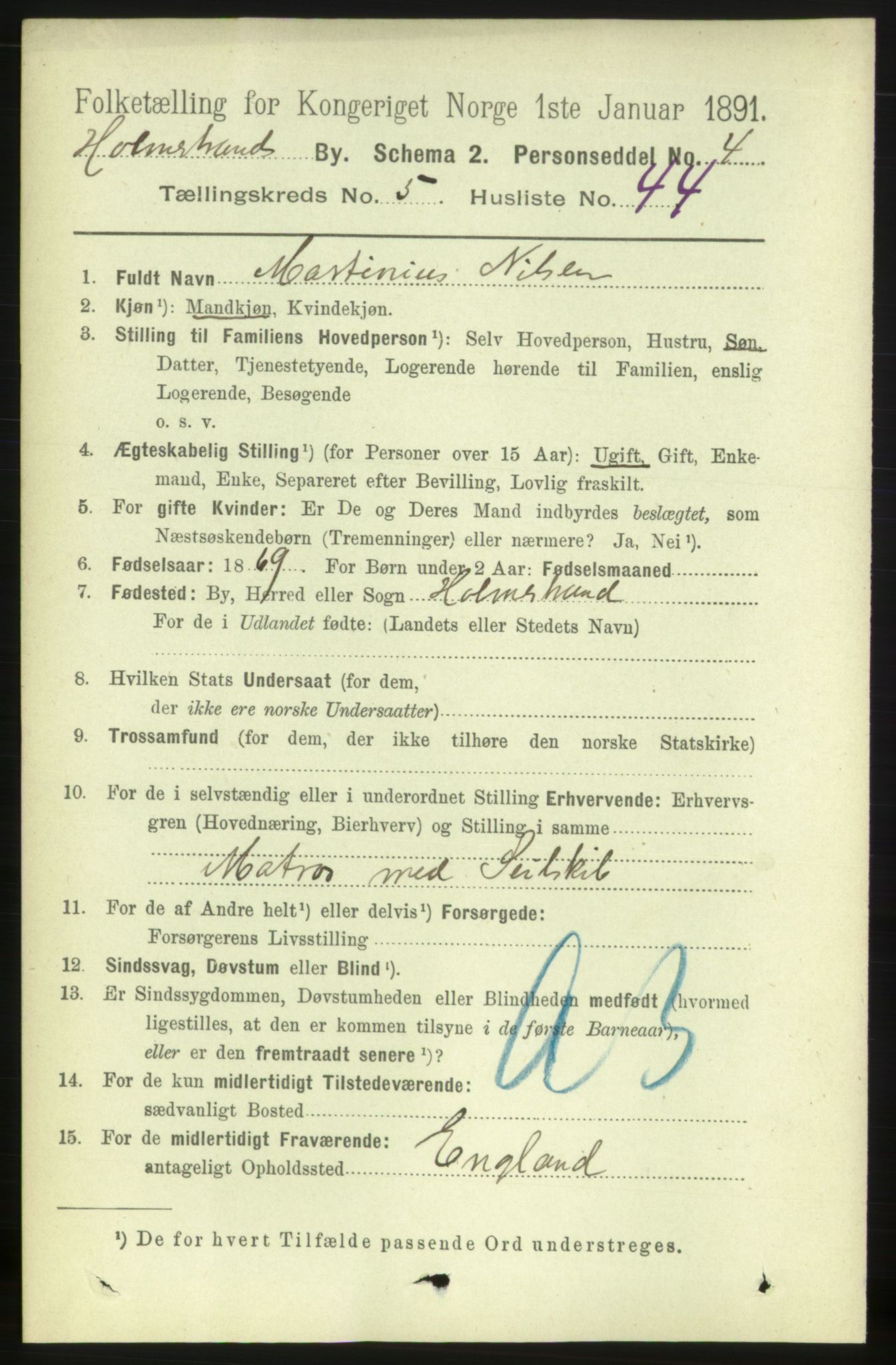 RA, 1891 census for 0702 Holmestrand, 1891, p. 2976