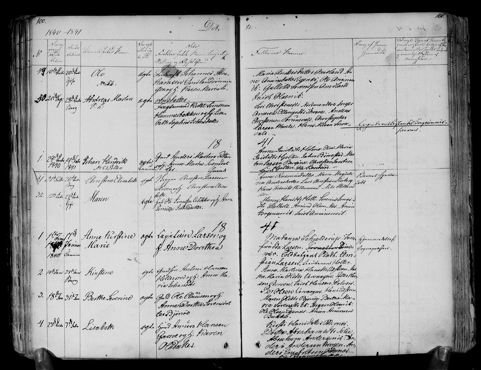 Brunlanes kirkebøker, AV/SAKO-A-342/F/Fa/L0003: Parish register (official) no. I 3, 1834-1845, p. 100-101