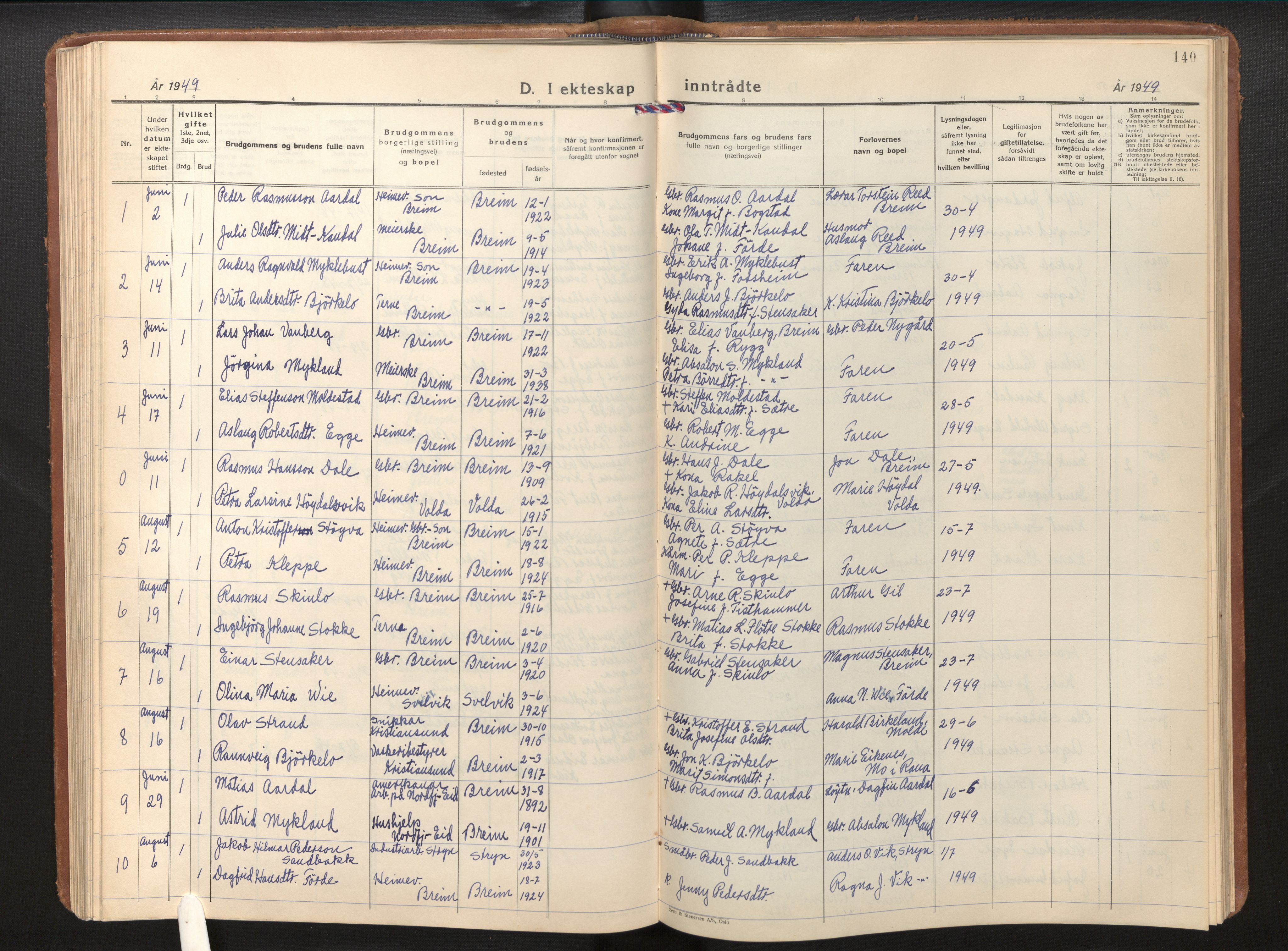 Gloppen sokneprestembete, AV/SAB-A-80101/H/Hab/Habc/L0004: Parish register (copy) no. C 4, 1938-1968, p. 139b-140a