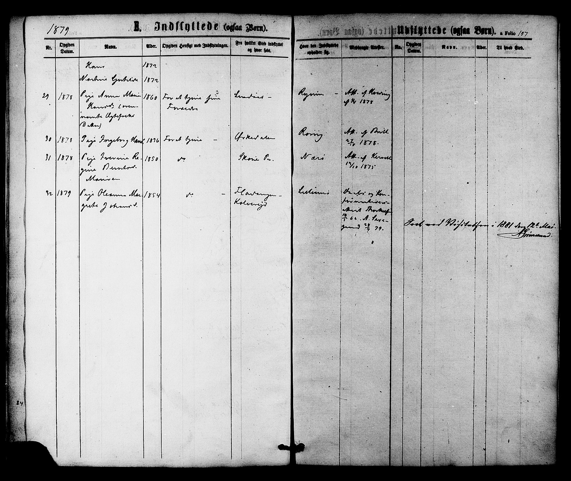 Ministerialprotokoller, klokkerbøker og fødselsregistre - Nord-Trøndelag, AV/SAT-A-1458/784/L0671: Parish register (official) no. 784A06, 1876-1879, p. 107