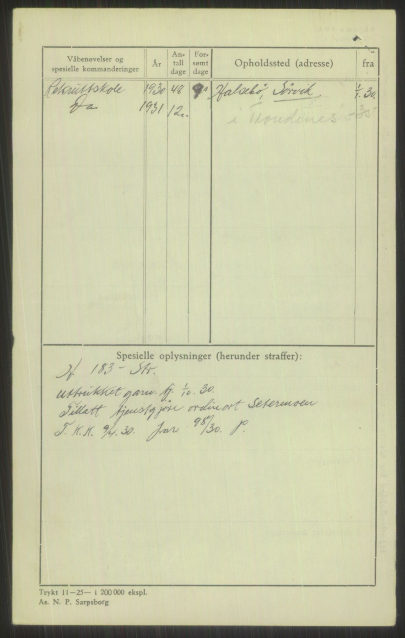 Forsvaret, Troms infanteriregiment nr. 16, AV/RA-RAFA-3146/P/Pa/L0014: Rulleblad for regimentets menige mannskaper, årsklasse 1930, 1930, p. 374