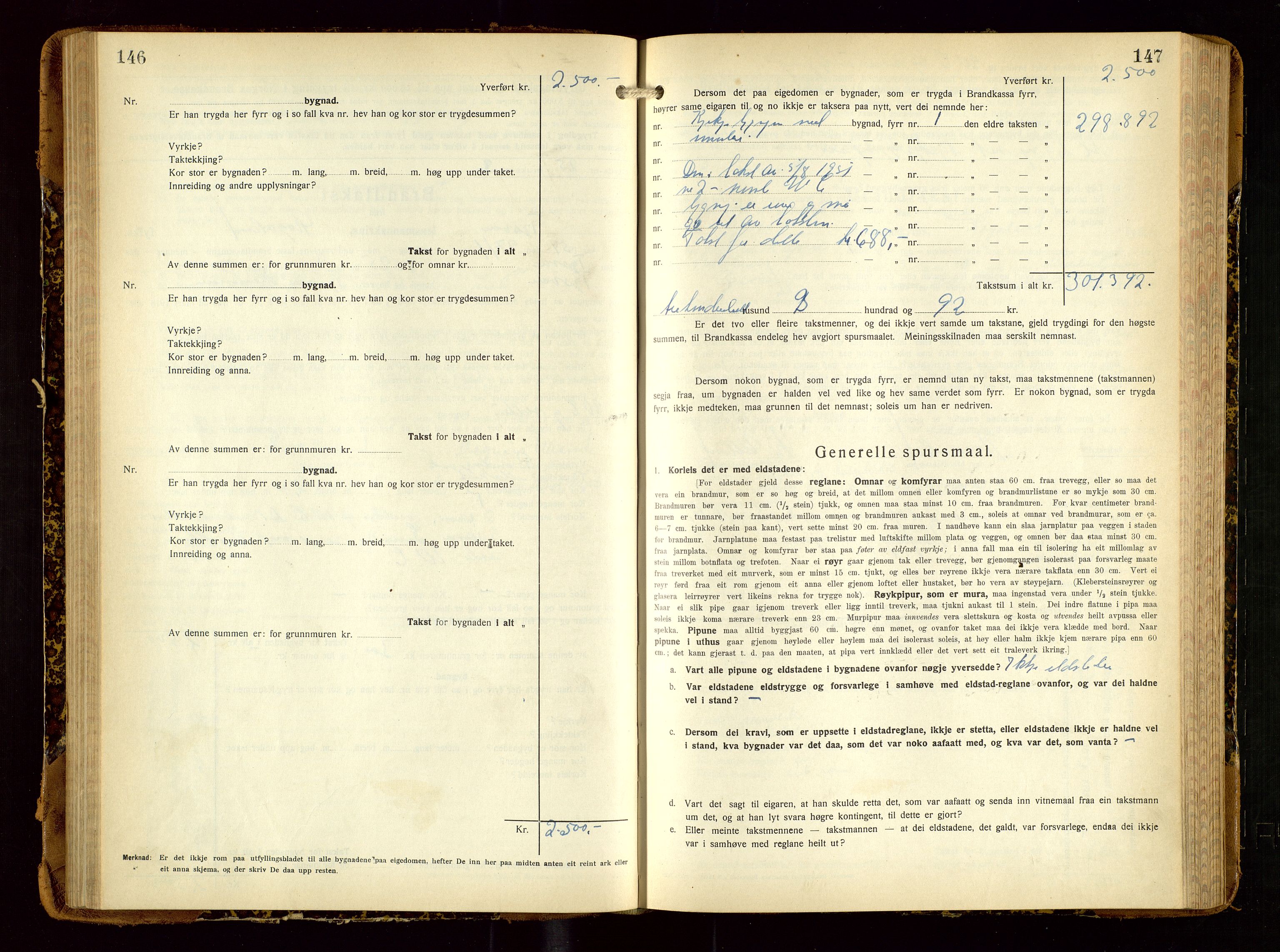 Tysvær lensmannskontor, AV/SAST-A-100192/Gob/L0003: "Brandtakstbok for Tysvær lensmannskrins", 1932-1955, p. 146-147