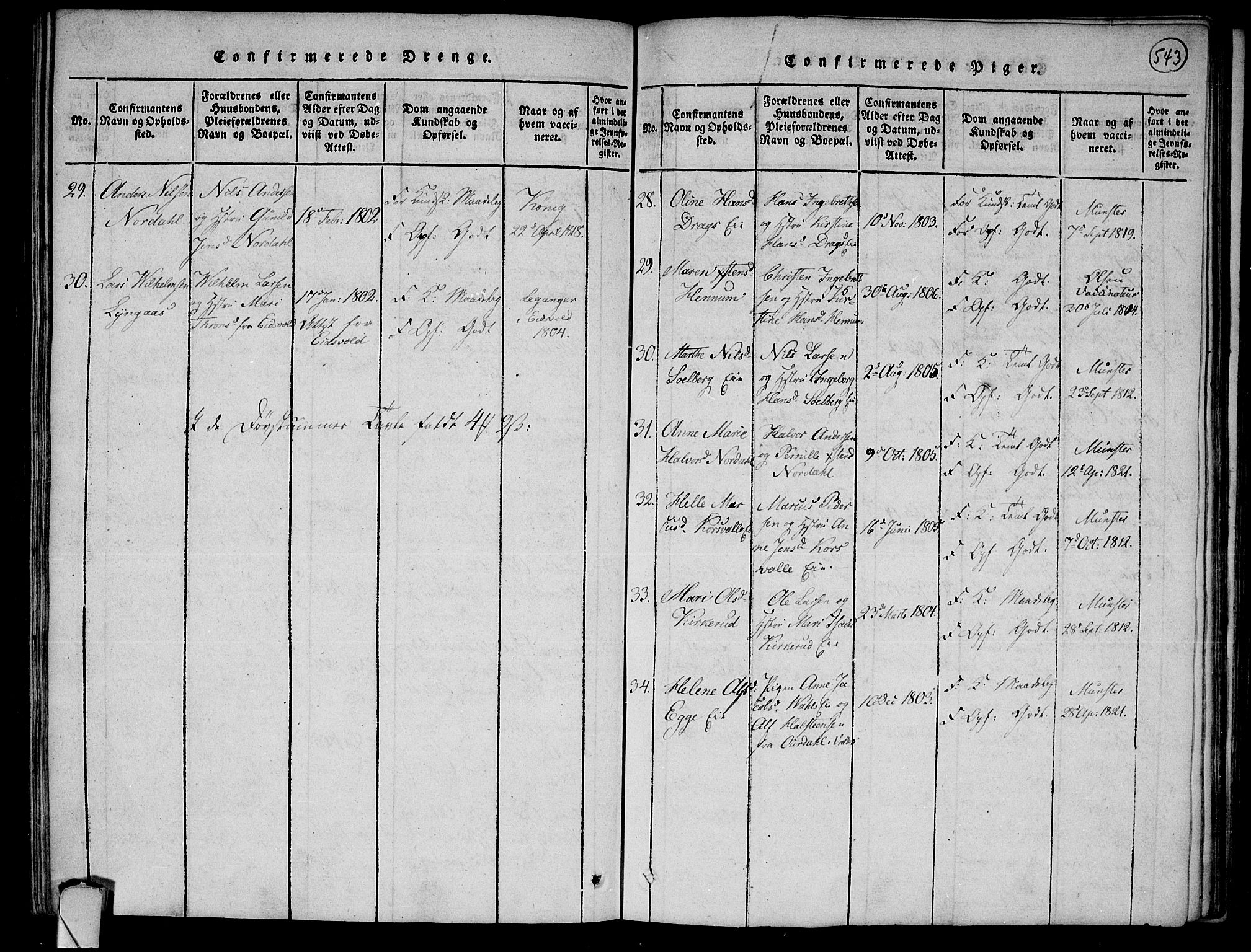 Lier kirkebøker, AV/SAKO-A-230/F/Fa/L0008: Parish register (official) no. I 8, 1813-1825, p. 542-543