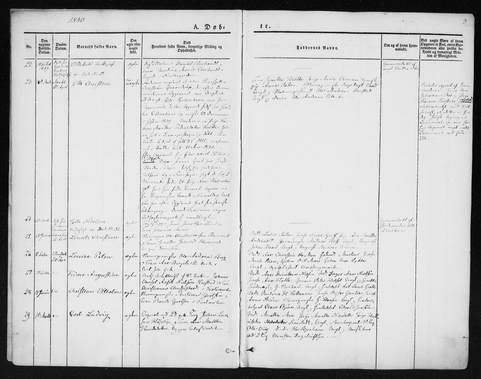 Ministerialprotokoller, klokkerbøker og fødselsregistre - Sør-Trøndelag, SAT/A-1456/602/L0110: Parish register (official) no. 602A08, 1840-1854, p. 3