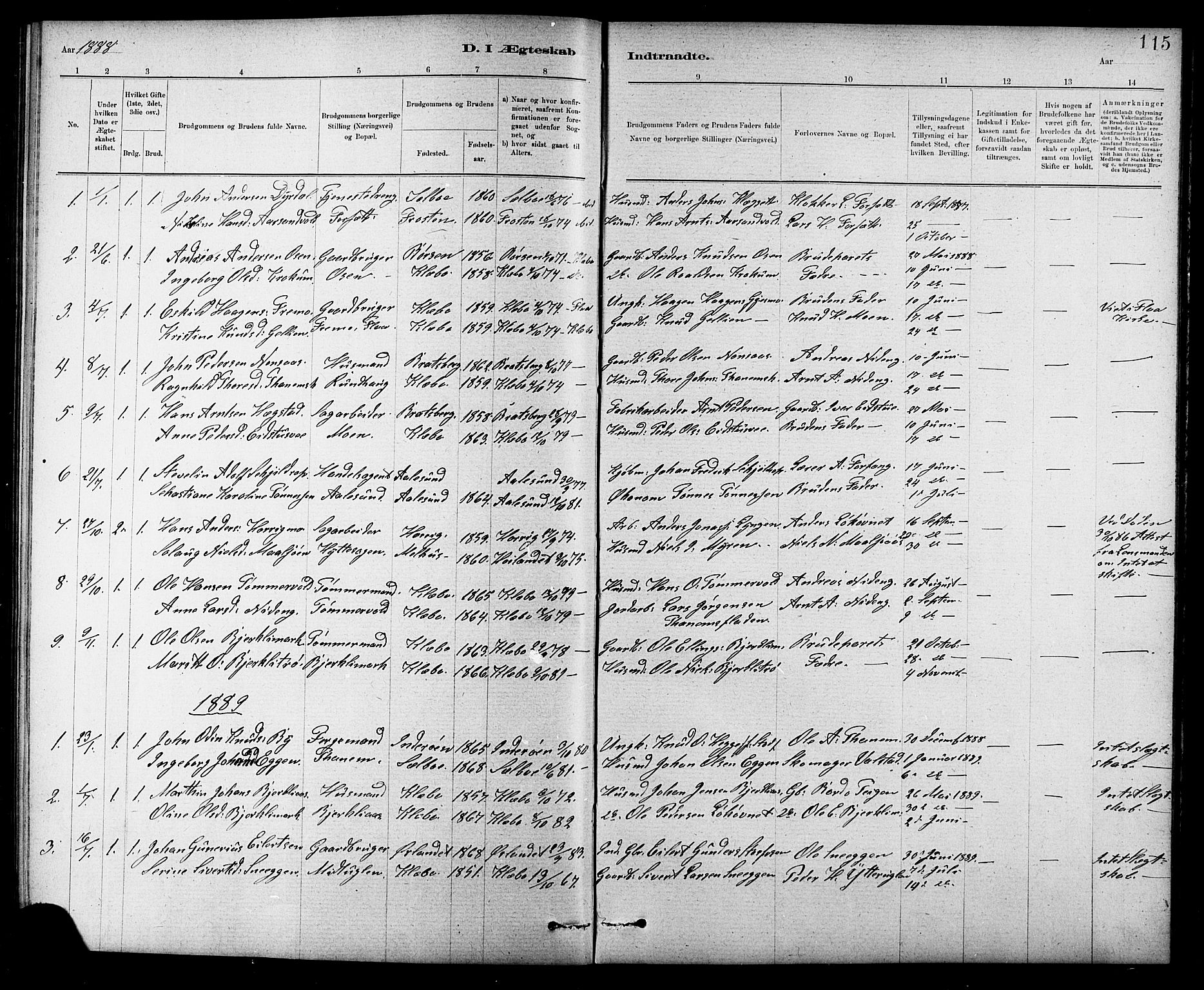 Ministerialprotokoller, klokkerbøker og fødselsregistre - Sør-Trøndelag, AV/SAT-A-1456/618/L0452: Parish register (copy) no. 618C03, 1884-1906, p. 115