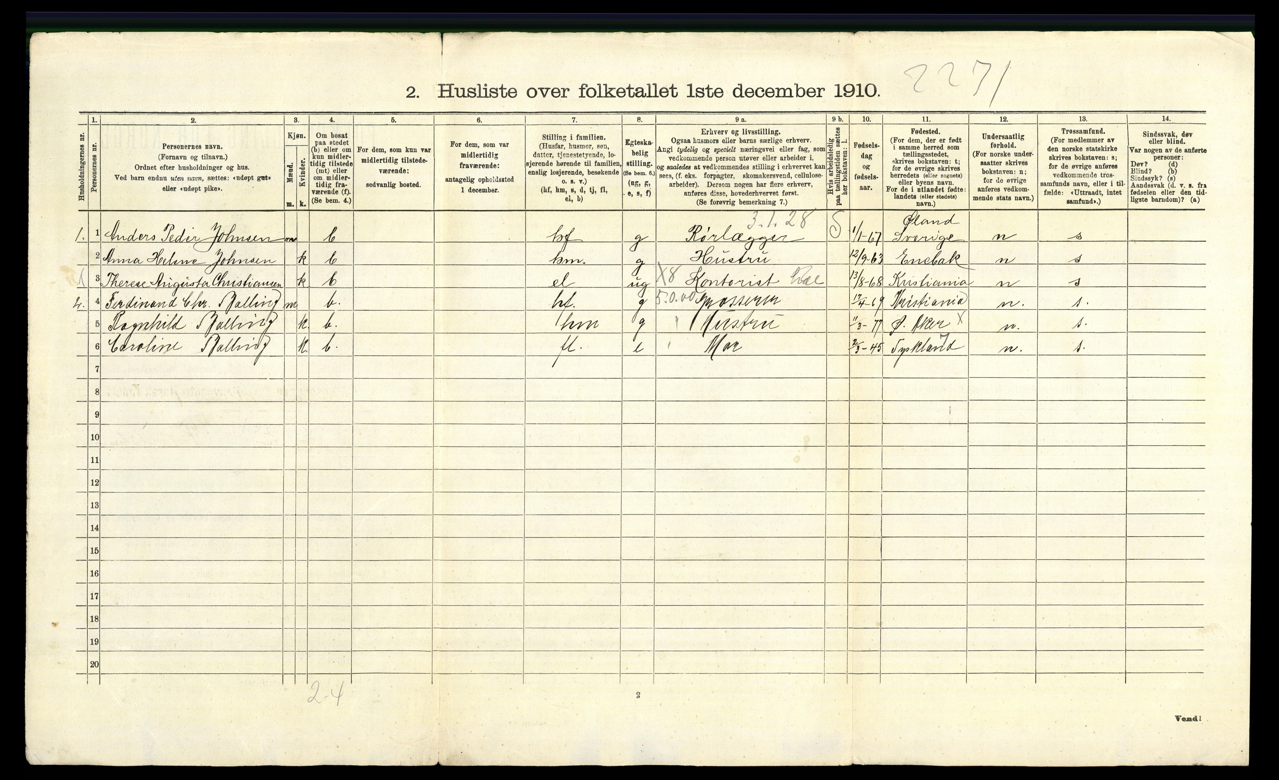 RA, 1910 census for Aker, 1910, p. 3934