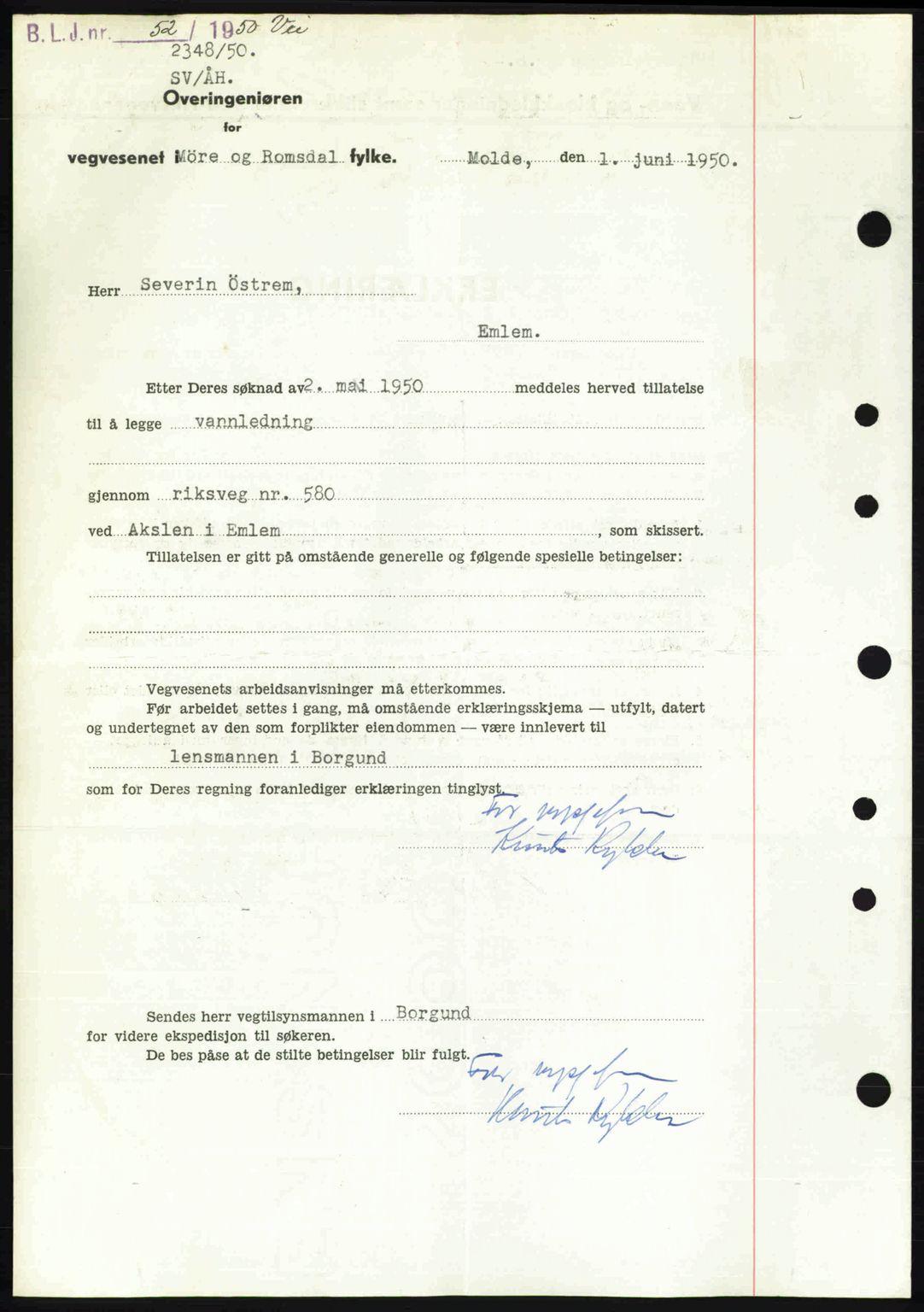 Nordre Sunnmøre sorenskriveri, AV/SAT-A-0006/1/2/2C/2Ca: Mortgage book no. A34, 1950-1950, Diary no: : 1213/1950