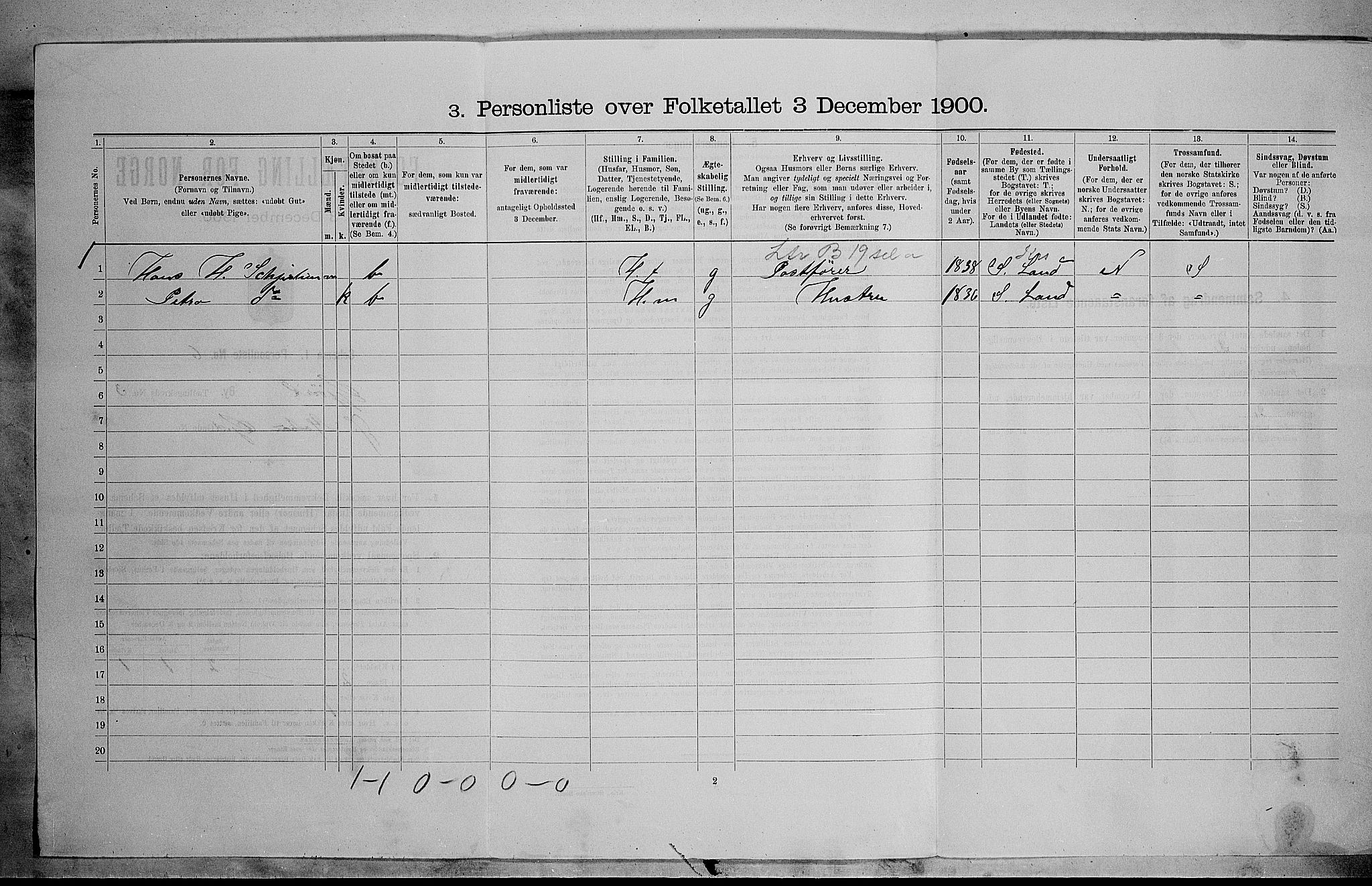 SAH, 1900 census for Gjøvik, 1900, p. 316