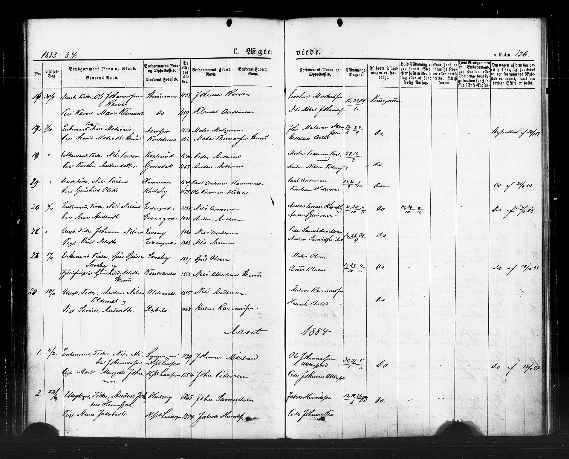 Hammerfest sokneprestkontor, AV/SATØ-S-1347/H/Ha/L0007.kirke: Parish register (official) no. 7, 1869-1884, p. 126