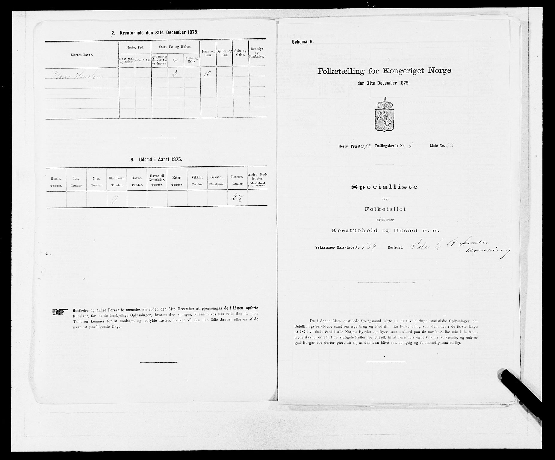 SAB, 1875 census for 1258P Herdla, 1875, p. 743