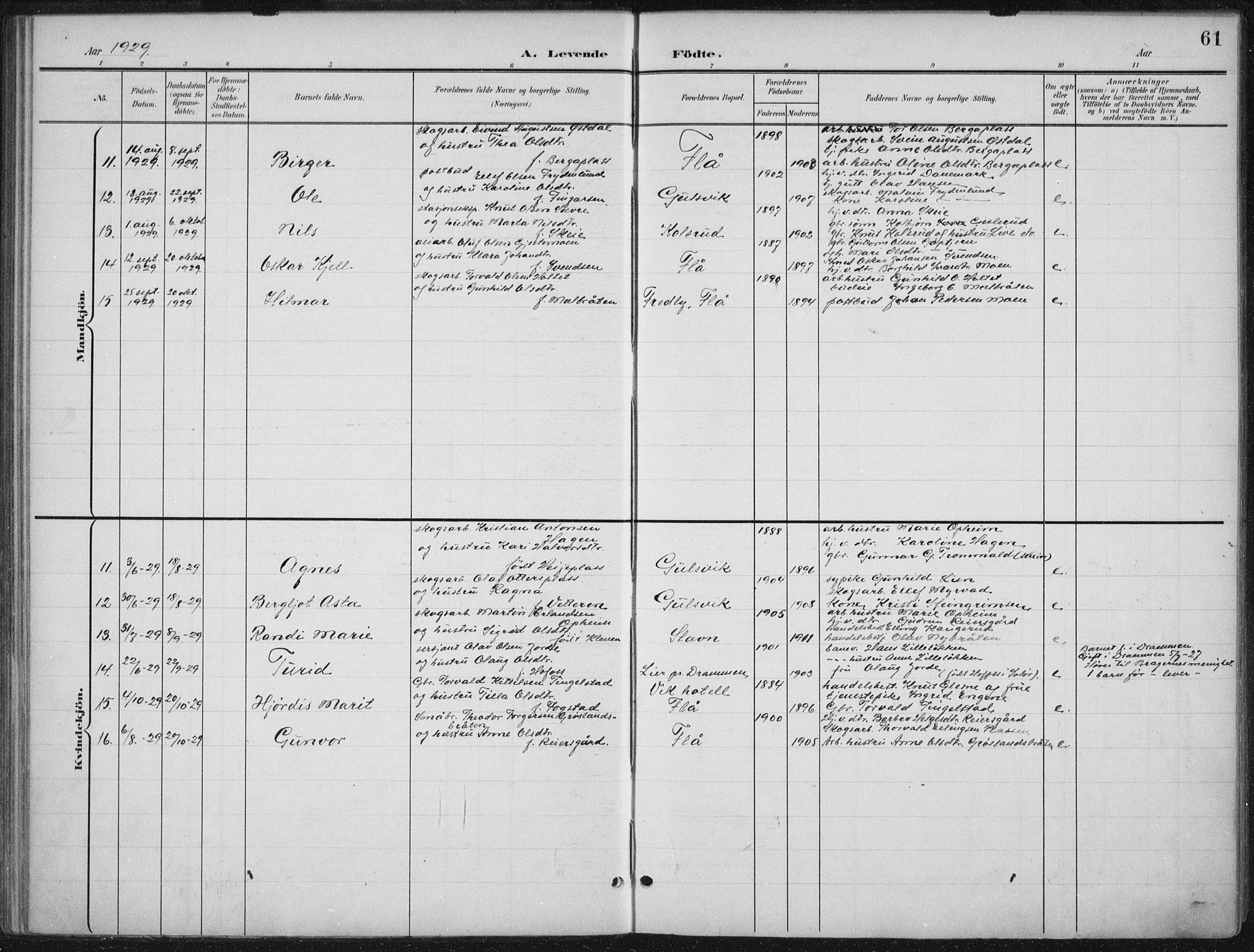 Nes kirkebøker, AV/SAKO-A-236/G/Gb/L0001: Parish register (copy) no. II 1, 1901-1939, p. 61