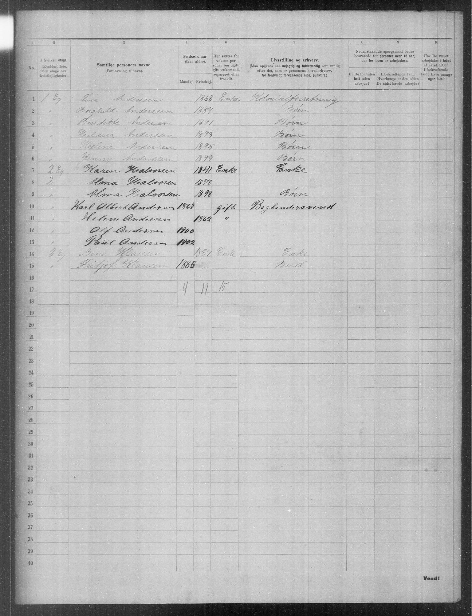 OBA, Municipal Census 1903 for Kristiania, 1903, p. 18722